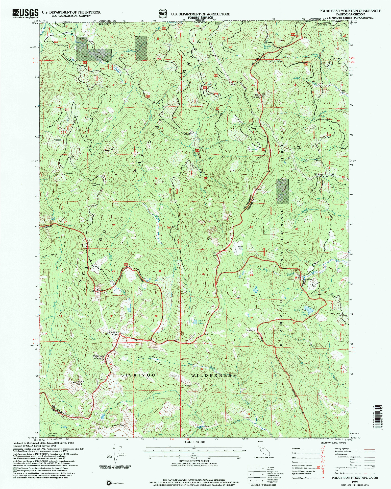 USGS 1:24000-SCALE QUADRANGLE FOR POLAR BEAR MOUNTAIN, CA 1996