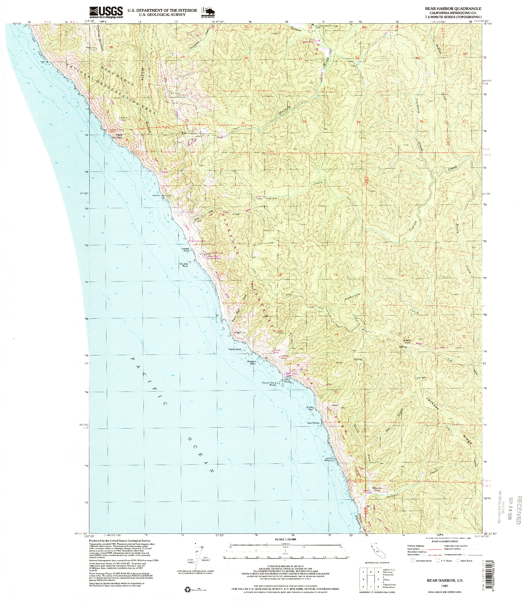 USGS 1:24000-SCALE QUADRANGLE FOR BEAR HARBOR, CA 1997