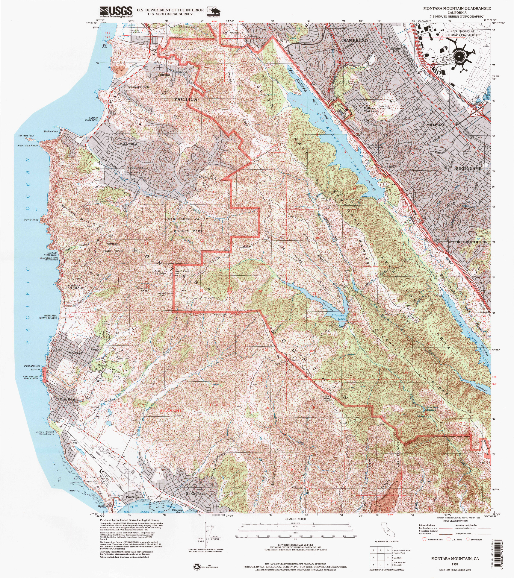 USGS 1:24000-SCALE QUADRANGLE FOR MONTARA MOUNTAIN, CA 1997