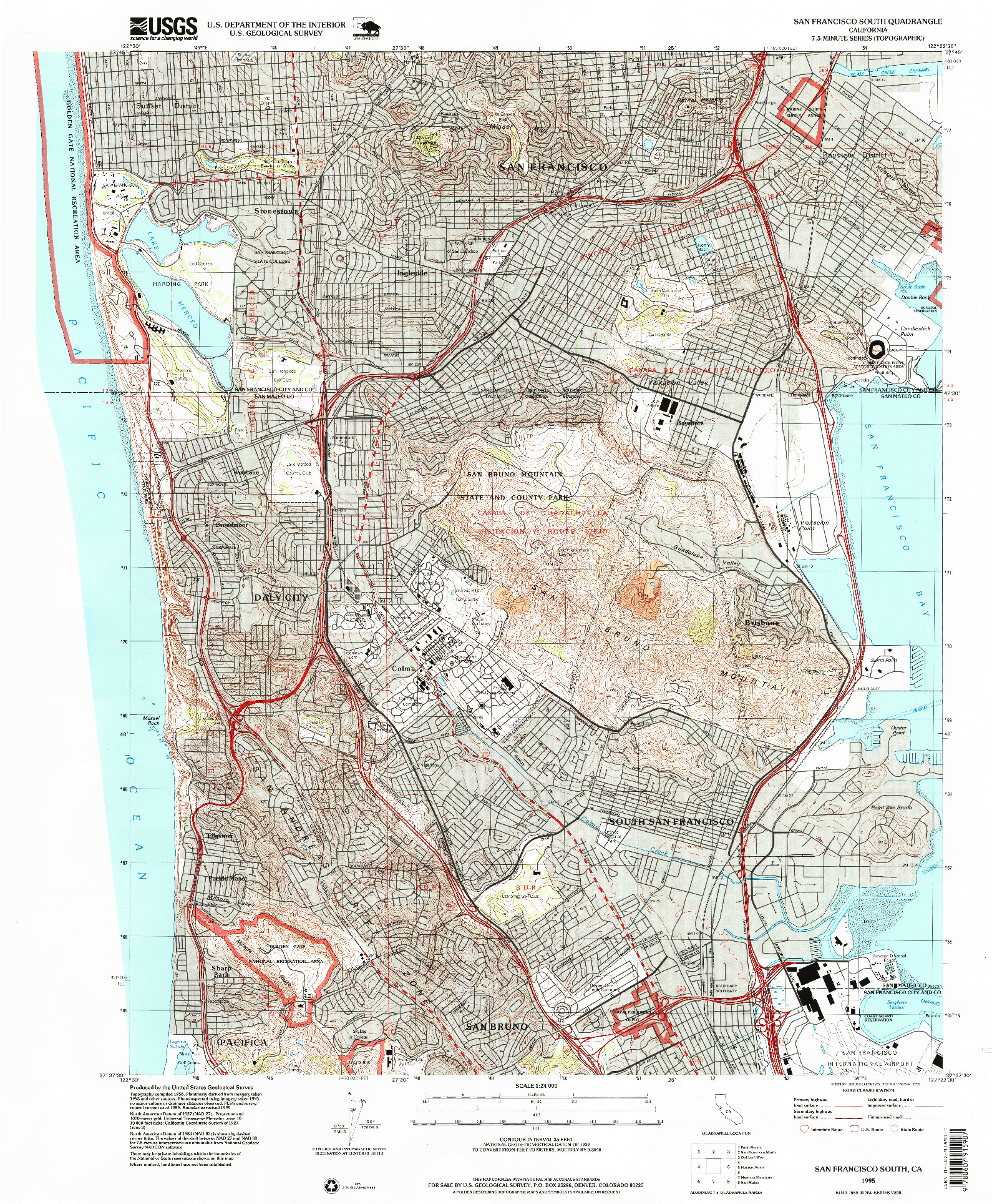 USGS 1:24000-SCALE QUADRANGLE FOR SAN FRANCISCO SOUTH, CA 1995