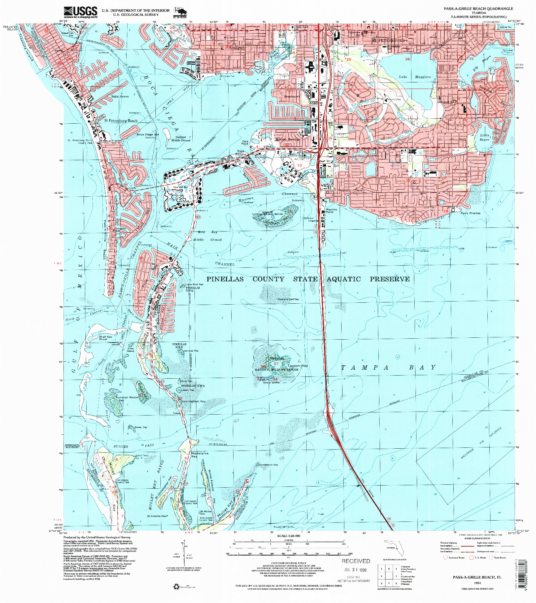 USGS 1:24000-SCALE QUADRANGLE FOR PASS-A-GRILLE BEACH, FL 1994