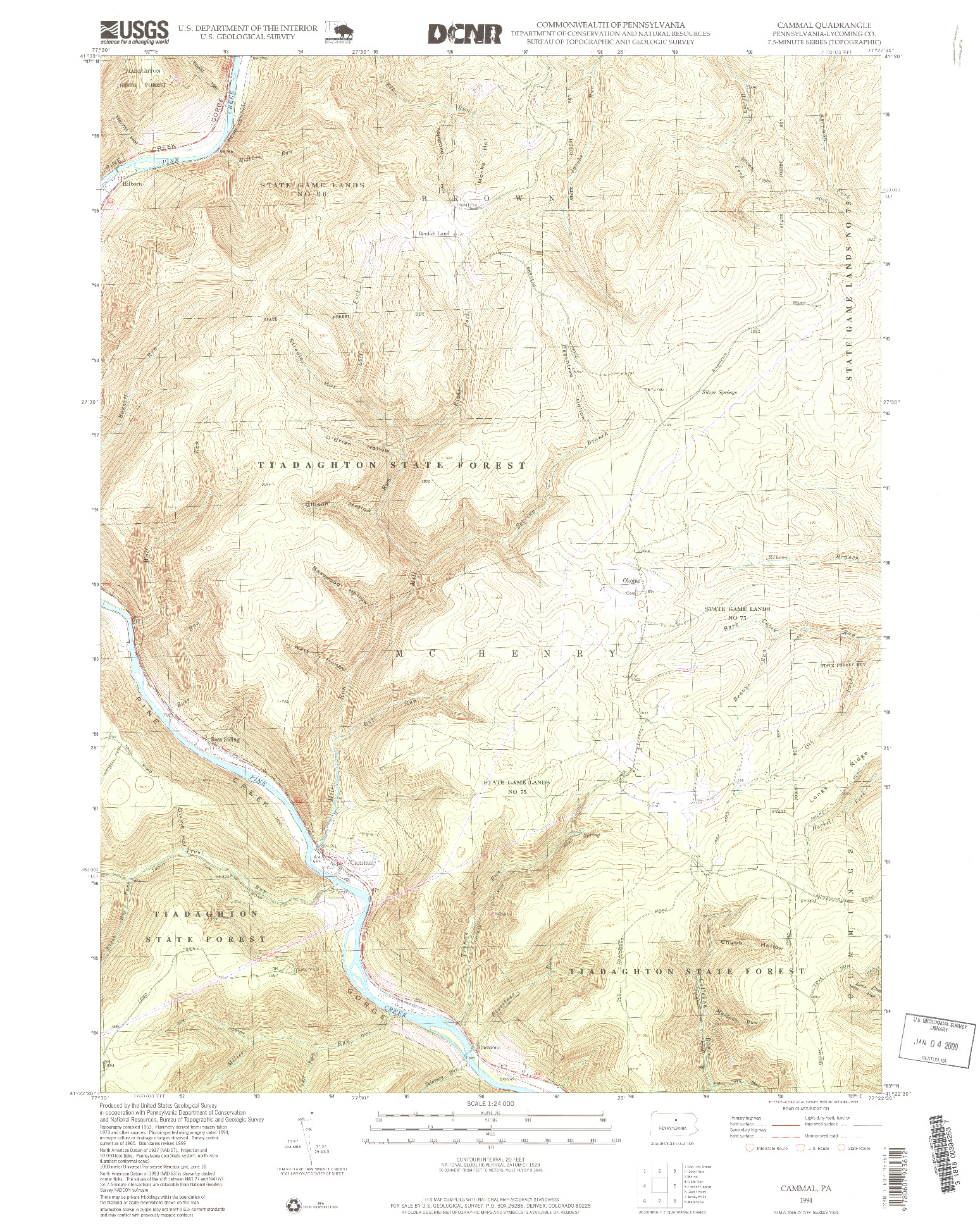USGS 1:24000-SCALE QUADRANGLE FOR CAMMAL, PA 1994