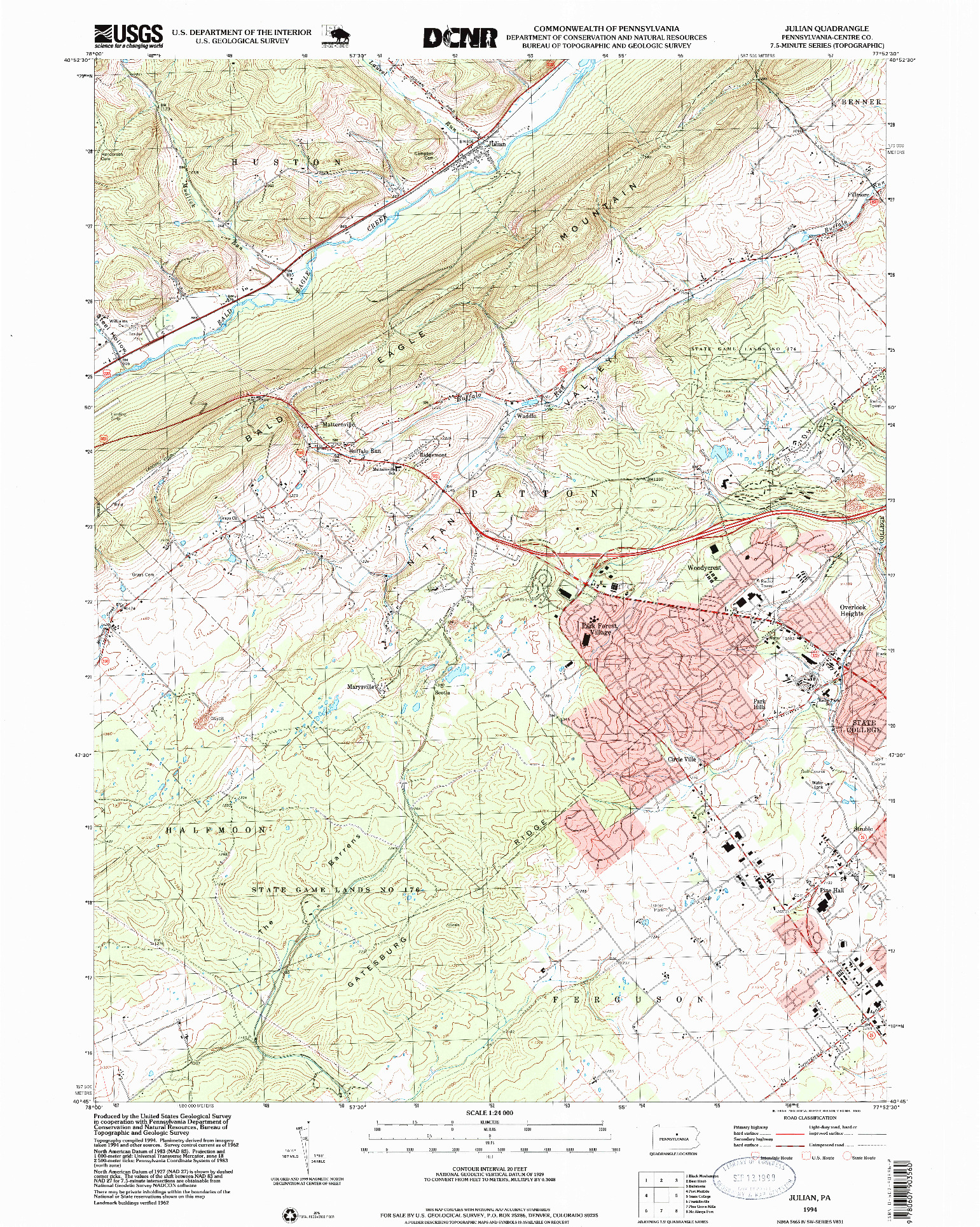 USGS 1:24000-SCALE QUADRANGLE FOR JULIAN, PA 1994