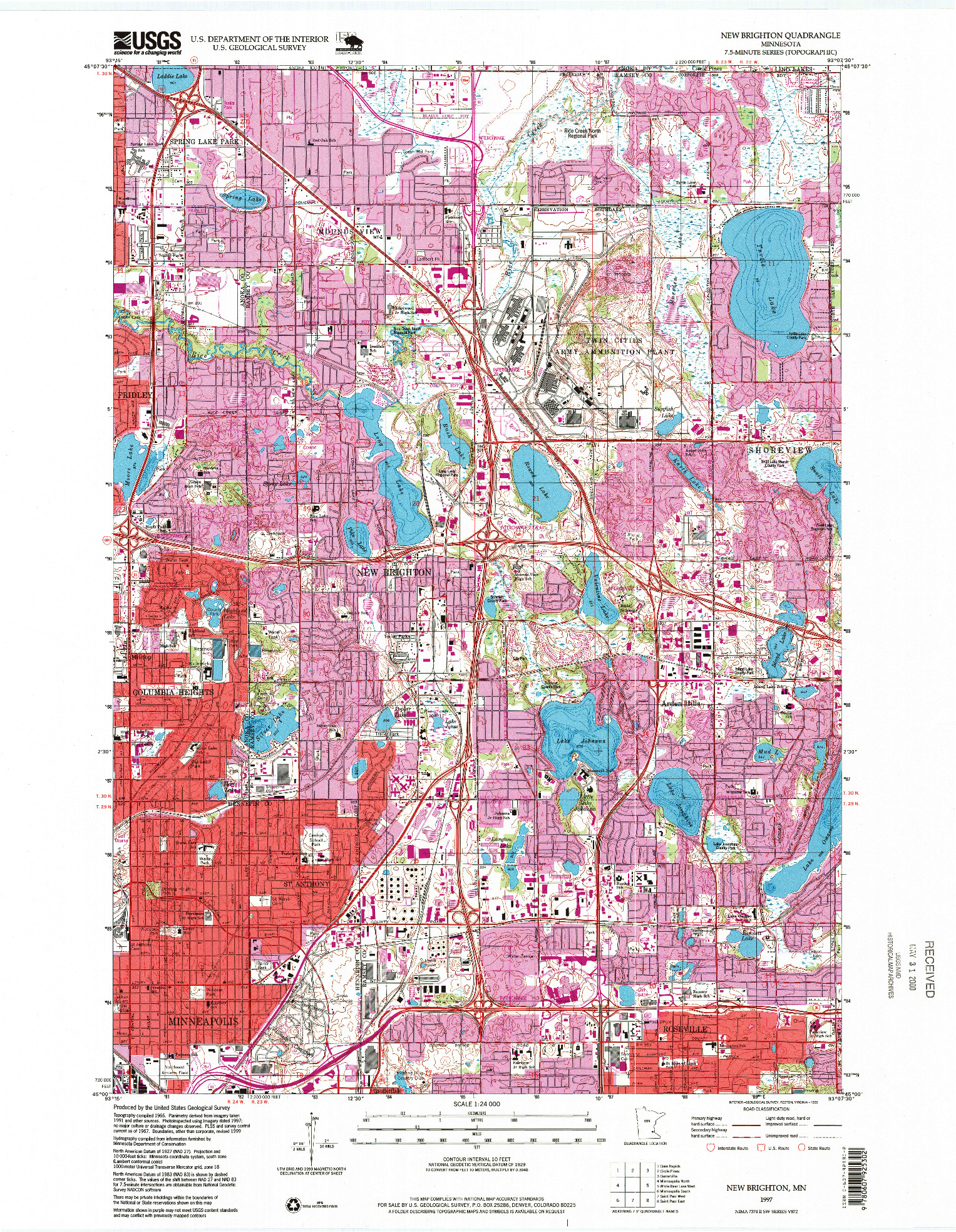 USGS 1:24000-SCALE QUADRANGLE FOR NEW BRIGHTON, MN 1997