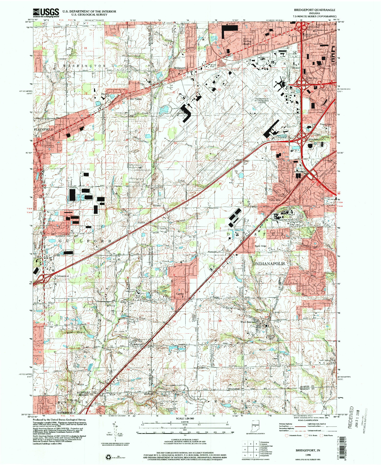 USGS 1:24000-SCALE QUADRANGLE FOR BRIDGEPORT, IN 1998