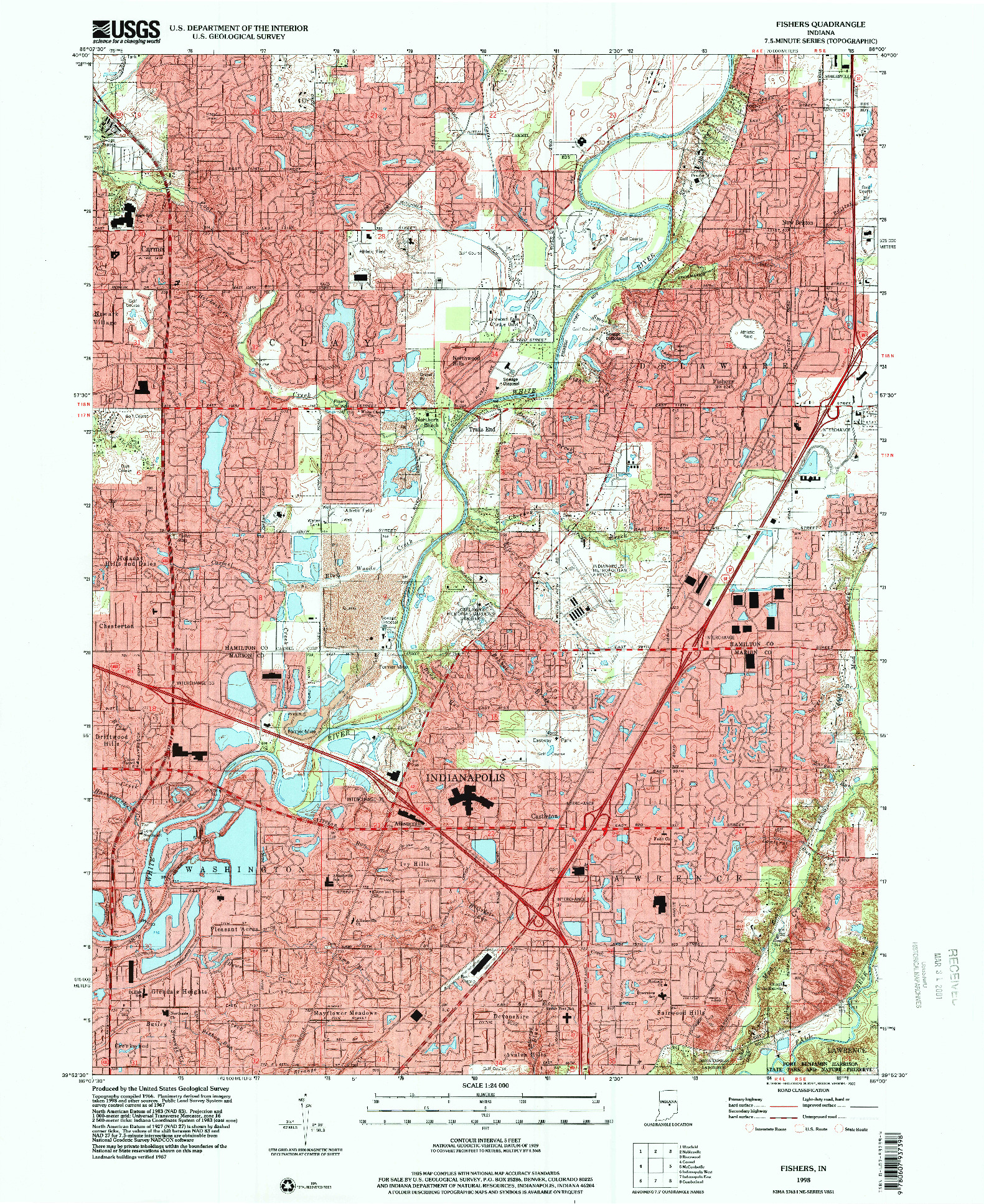 USGS 1:24000-SCALE QUADRANGLE FOR FISHERS, IN 1998