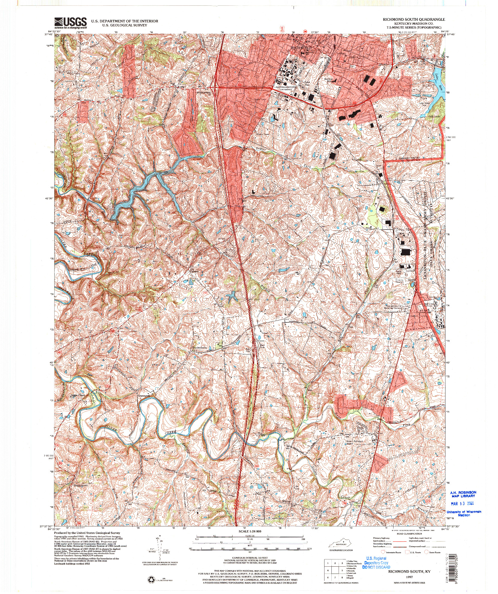 USGS 1:24000-SCALE QUADRANGLE FOR RICHMOND SOUTH, KY 1997