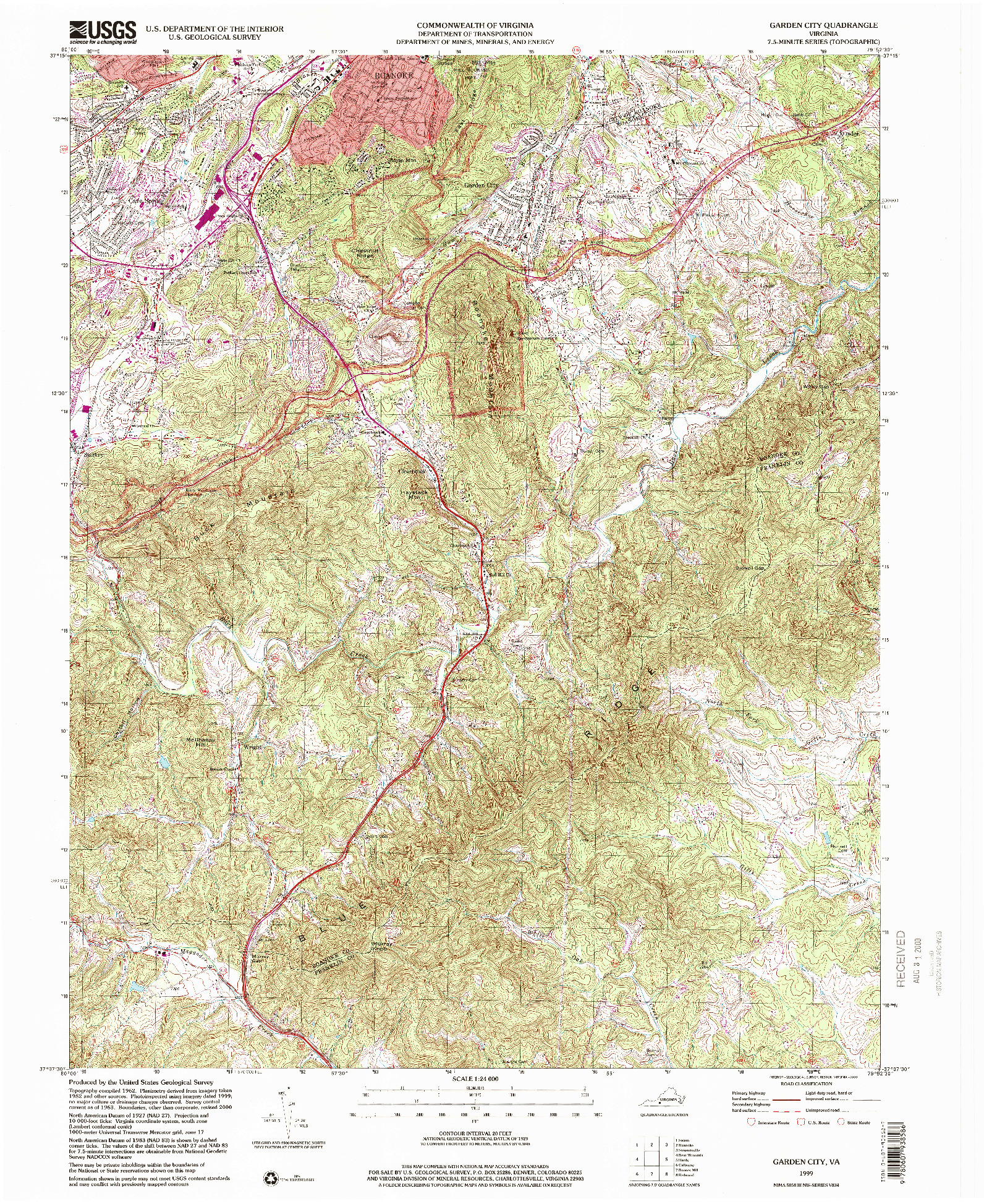 USGS 1:24000-SCALE QUADRANGLE FOR GARDEN CITY, VA 1999