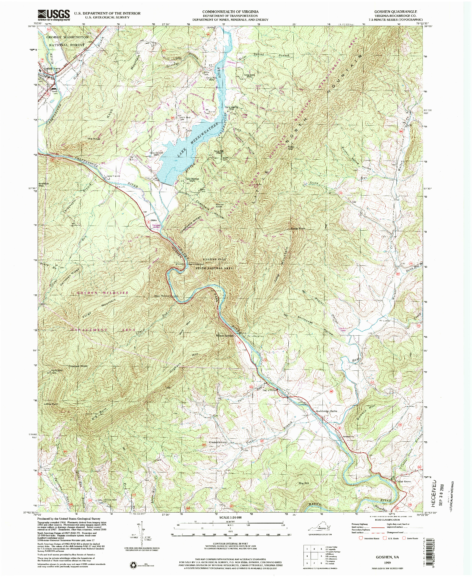 USGS 1:24000-SCALE QUADRANGLE FOR GOSHEN, VA 1999