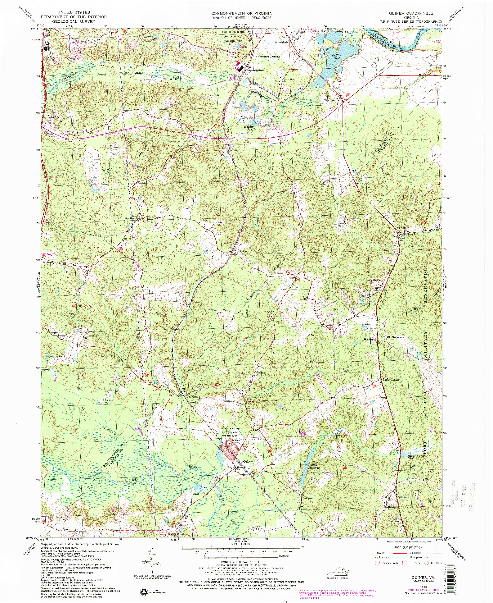 USGS 1:24000-SCALE QUADRANGLE FOR GUINEA, VA 1966