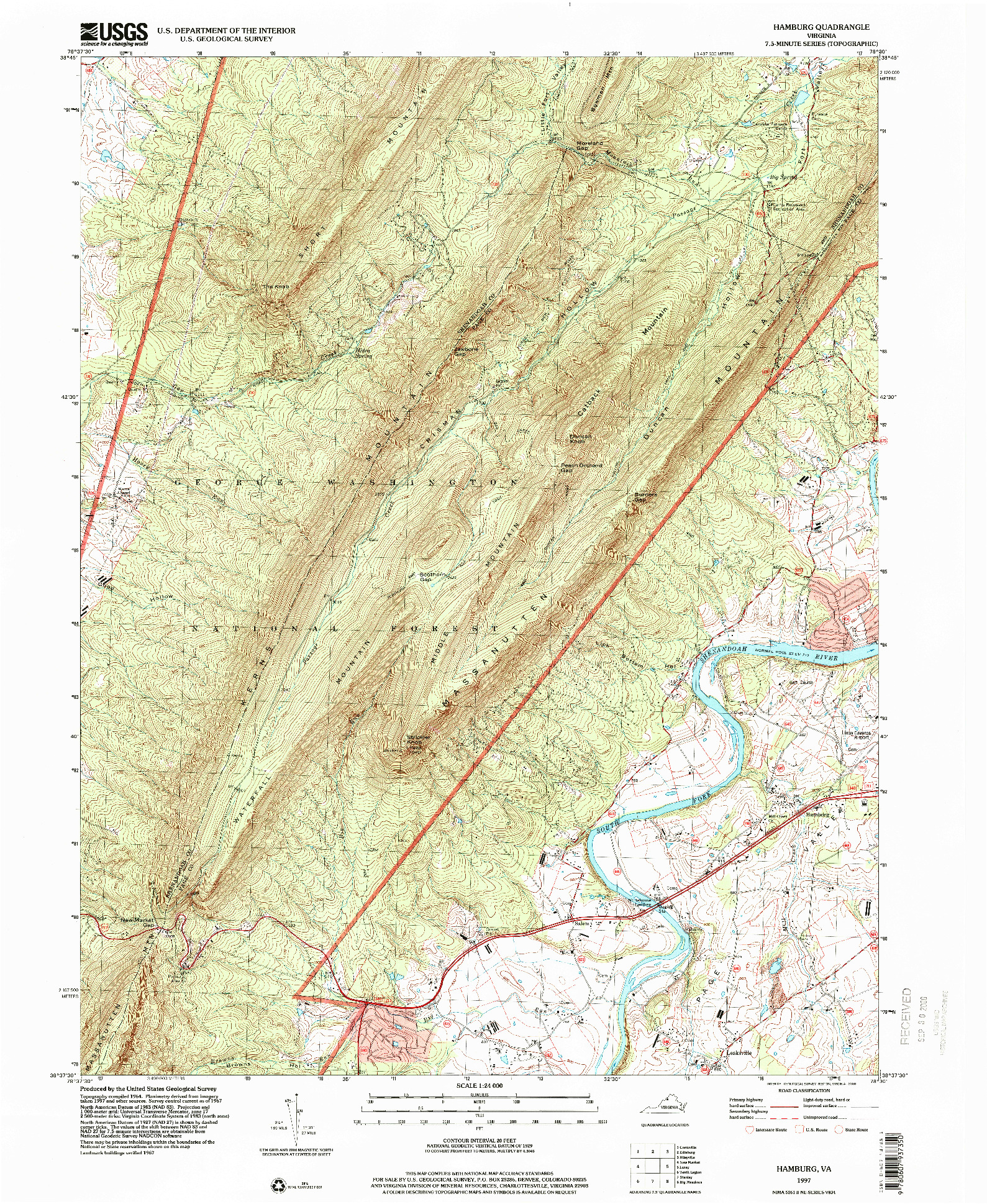 USGS 1:24000-SCALE QUADRANGLE FOR HAMBURG, VA 1997