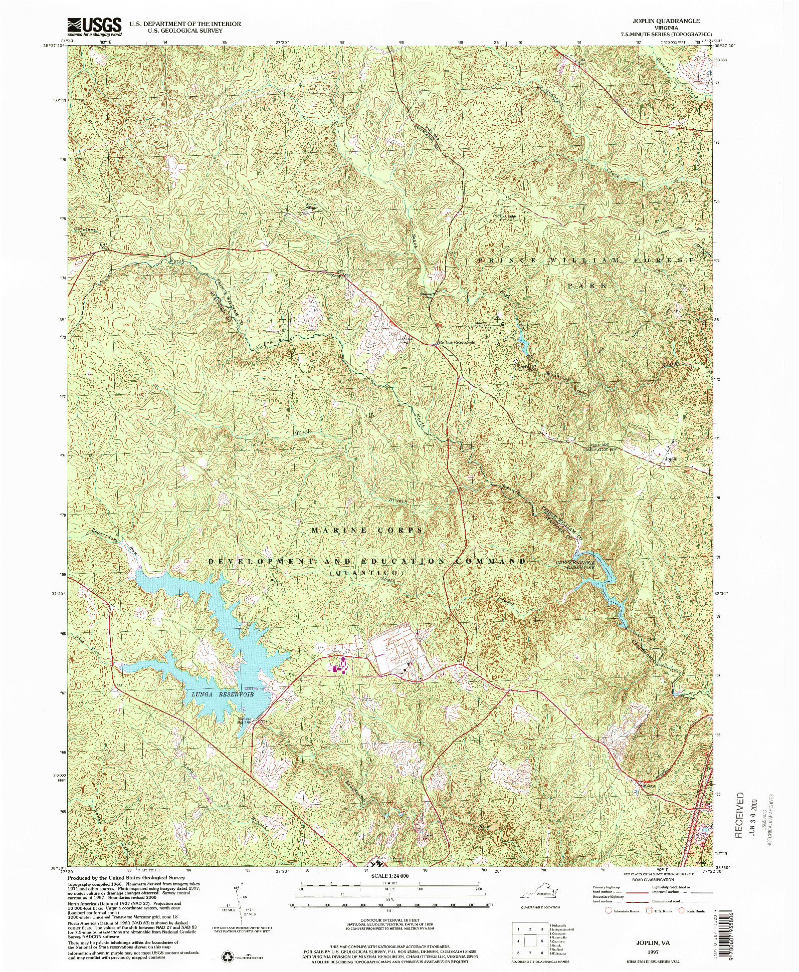 USGS 1:24000-SCALE QUADRANGLE FOR JOPLIN, VA 1997