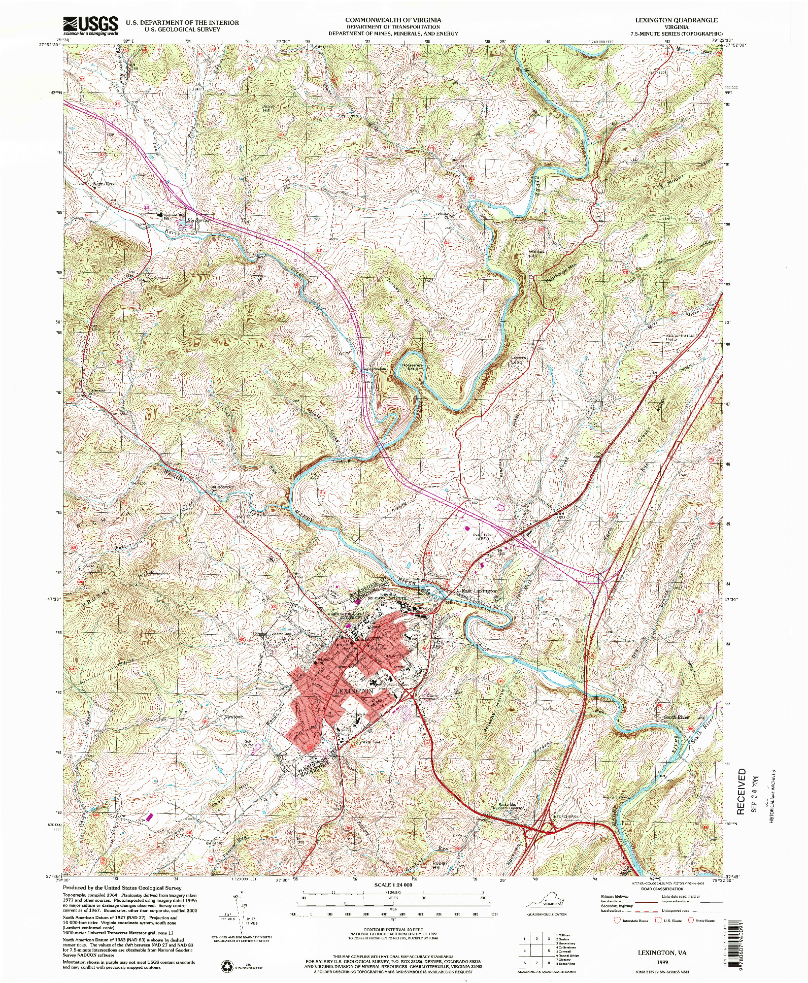 USGS 1:24000-SCALE QUADRANGLE FOR LEXINGTON, VA 1999