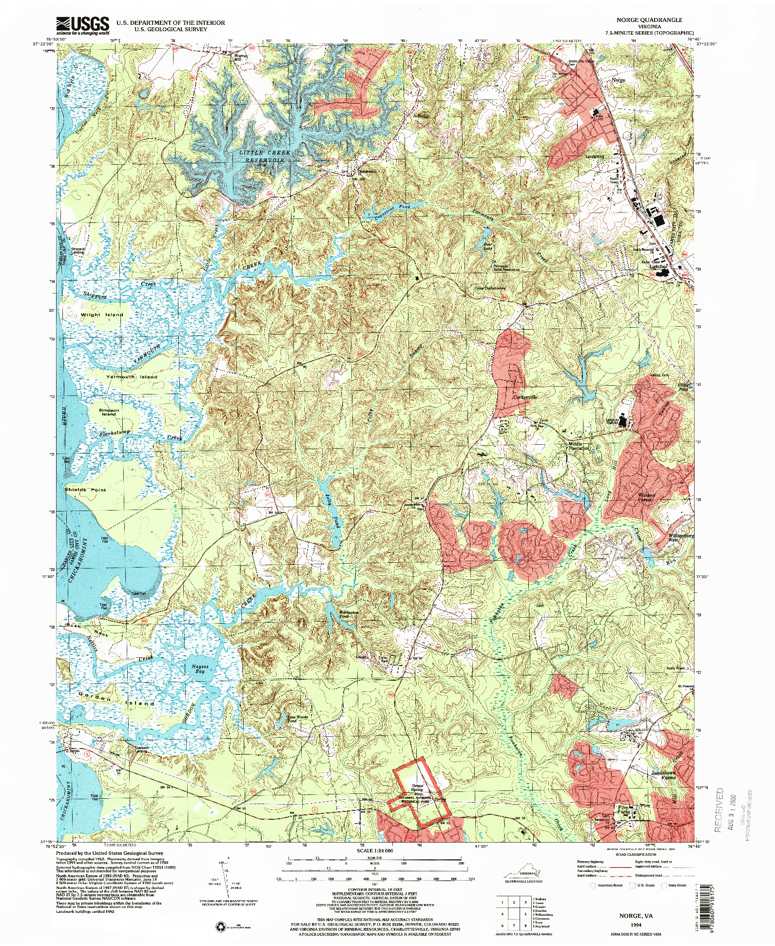 USGS 1:24000-SCALE QUADRANGLE FOR NORGE, VA 1994