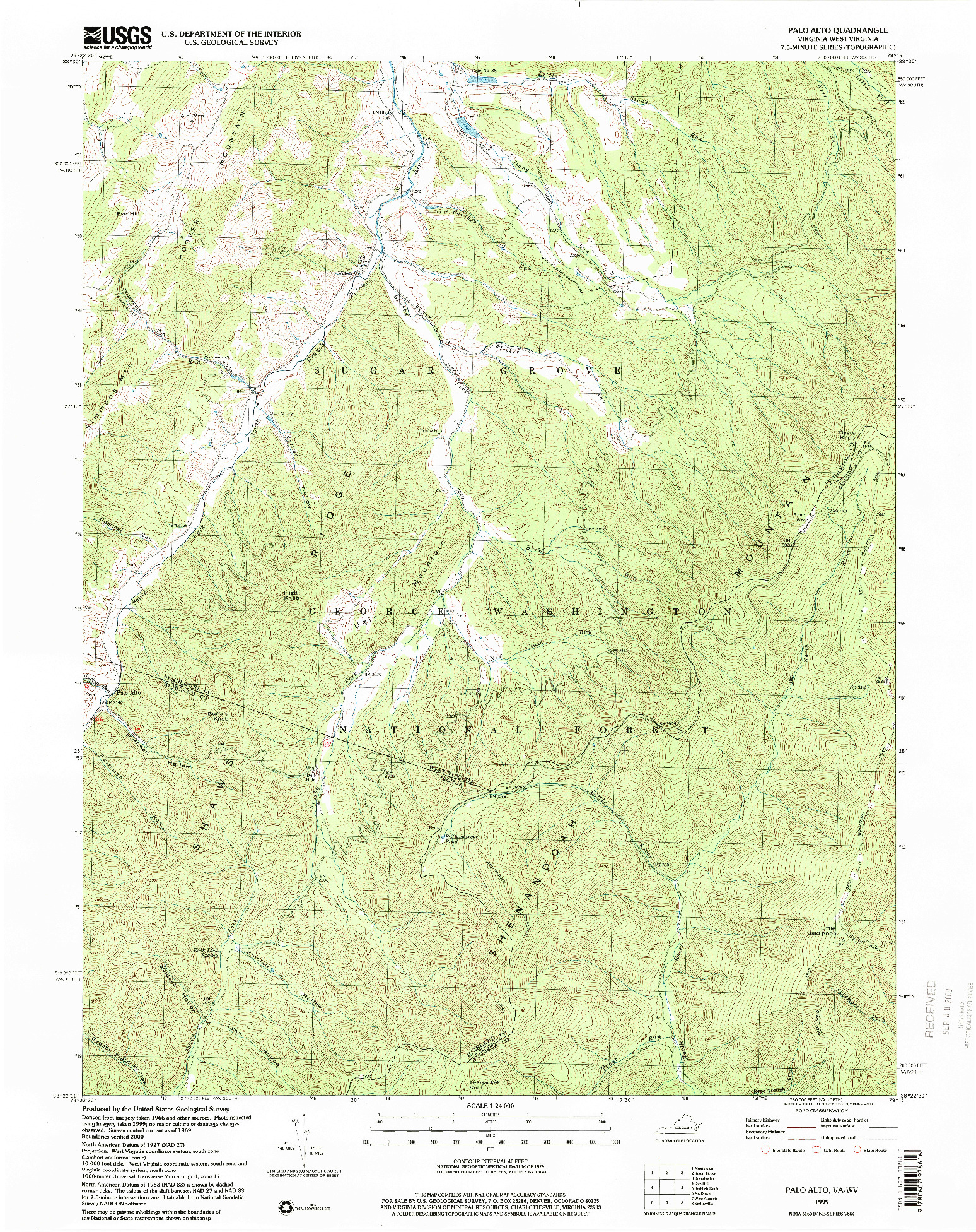 USGS 1:24000-SCALE QUADRANGLE FOR PALO ALTO, VA 1999