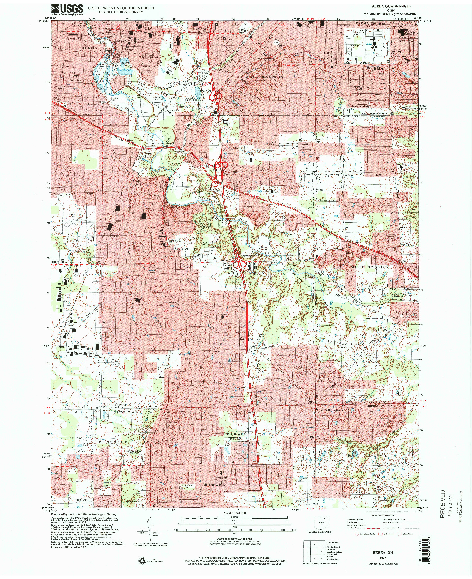 USGS 1:24000-SCALE QUADRANGLE FOR BEREA, OH 1994
