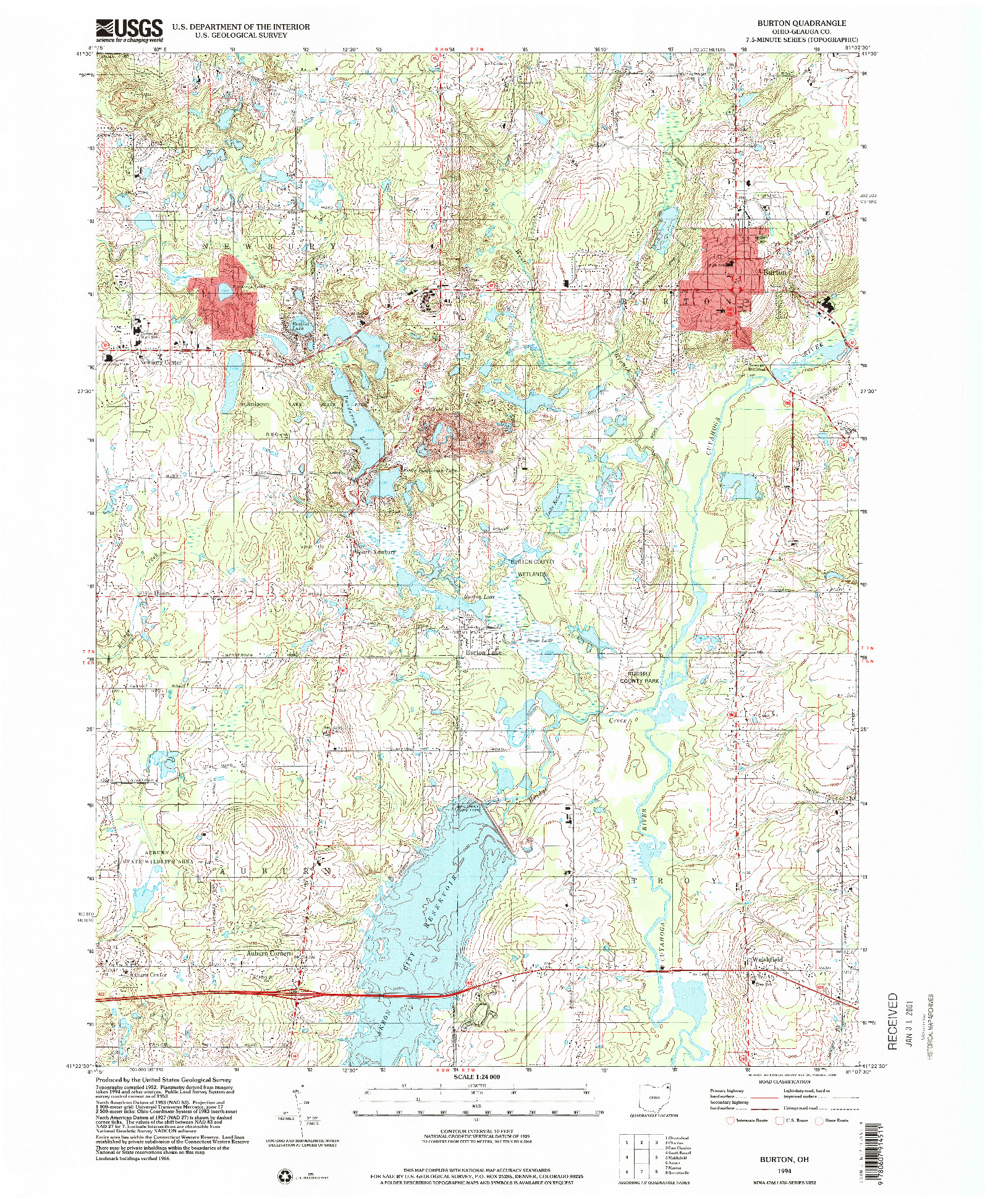 USGS 1:24000-SCALE QUADRANGLE FOR BURTON, OH 1994