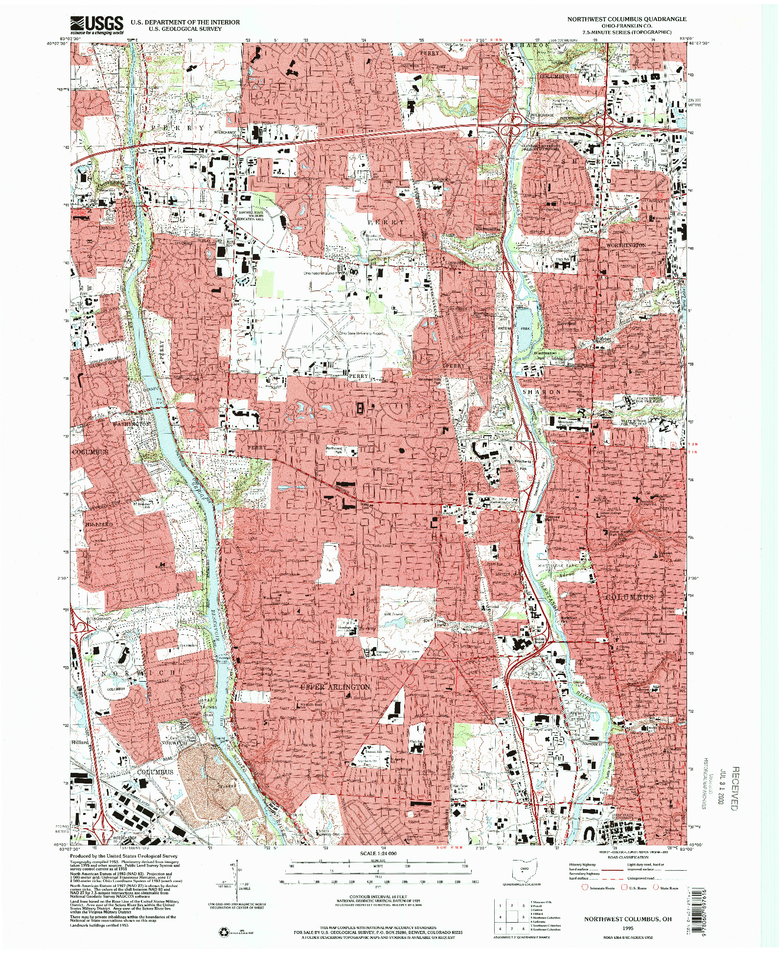 USGS 1:24000-SCALE QUADRANGLE FOR NORTHWEST COLUMBUS, OH 1995