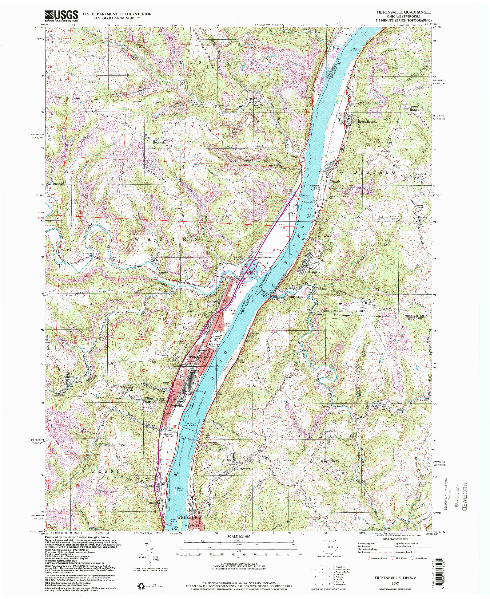 USGS 1:24000-SCALE QUADRANGLE FOR TILTONSVILLE, OH 1997