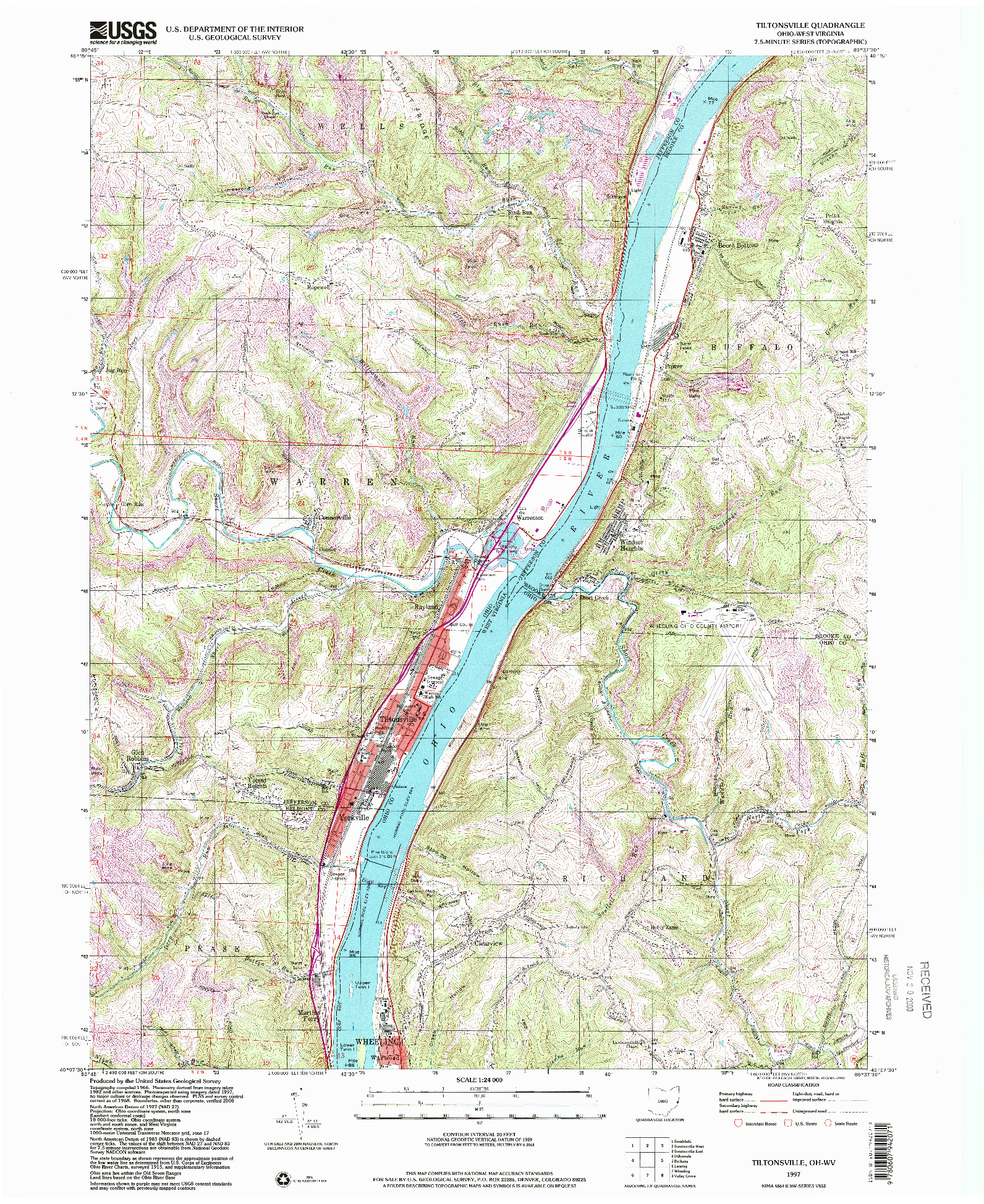 USGS 1:24000-SCALE QUADRANGLE FOR TILTONSVILLE, OH 1997