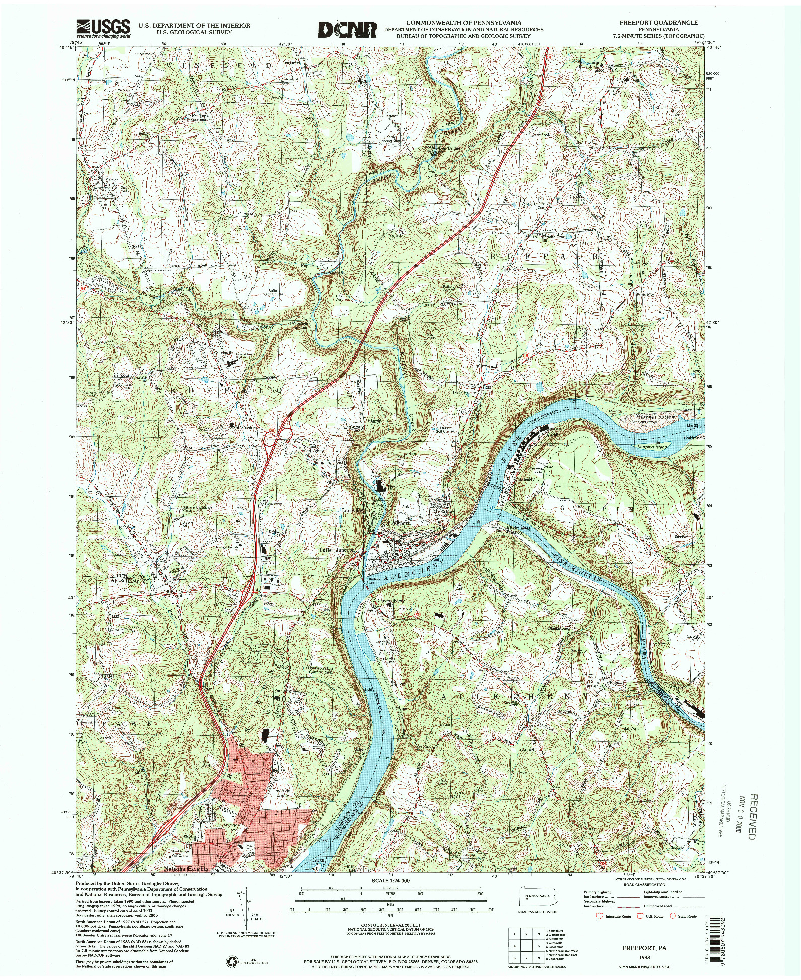 USGS 1:24000-SCALE QUADRANGLE FOR FREEPORT, PA 1998