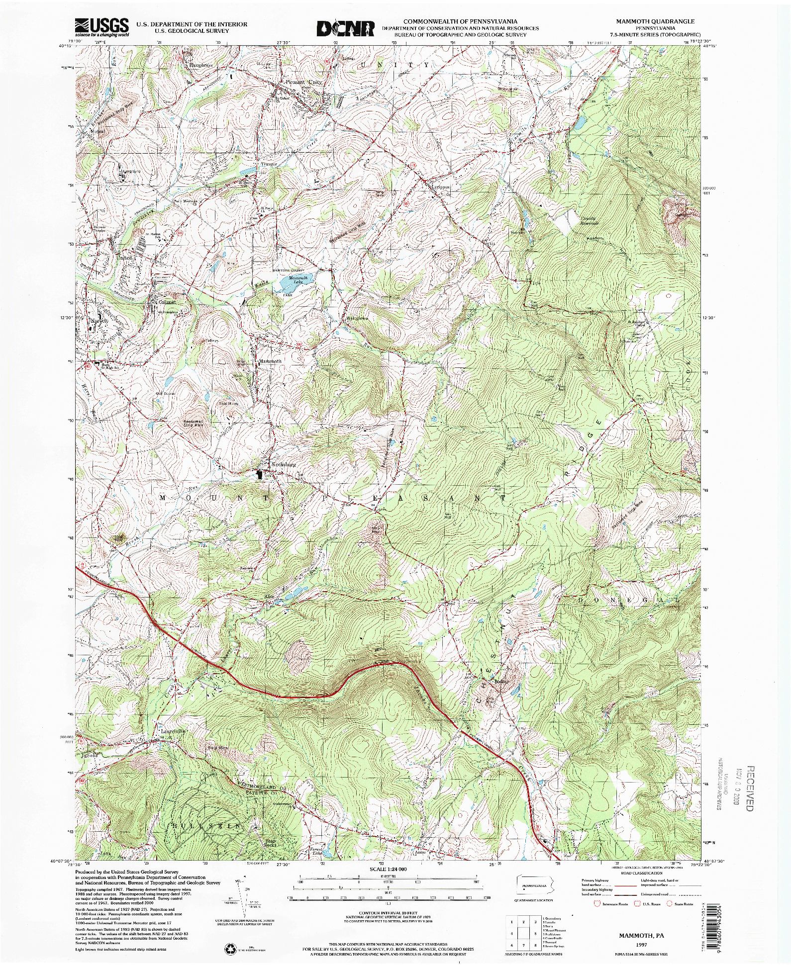USGS 1:24000-SCALE QUADRANGLE FOR MAMMOTH, PA 1997