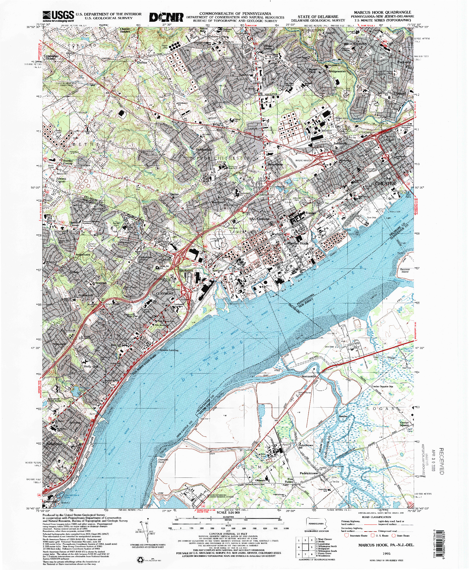 USGS 1:24000-SCALE QUADRANGLE FOR MARCUS HOOK, PA 1995