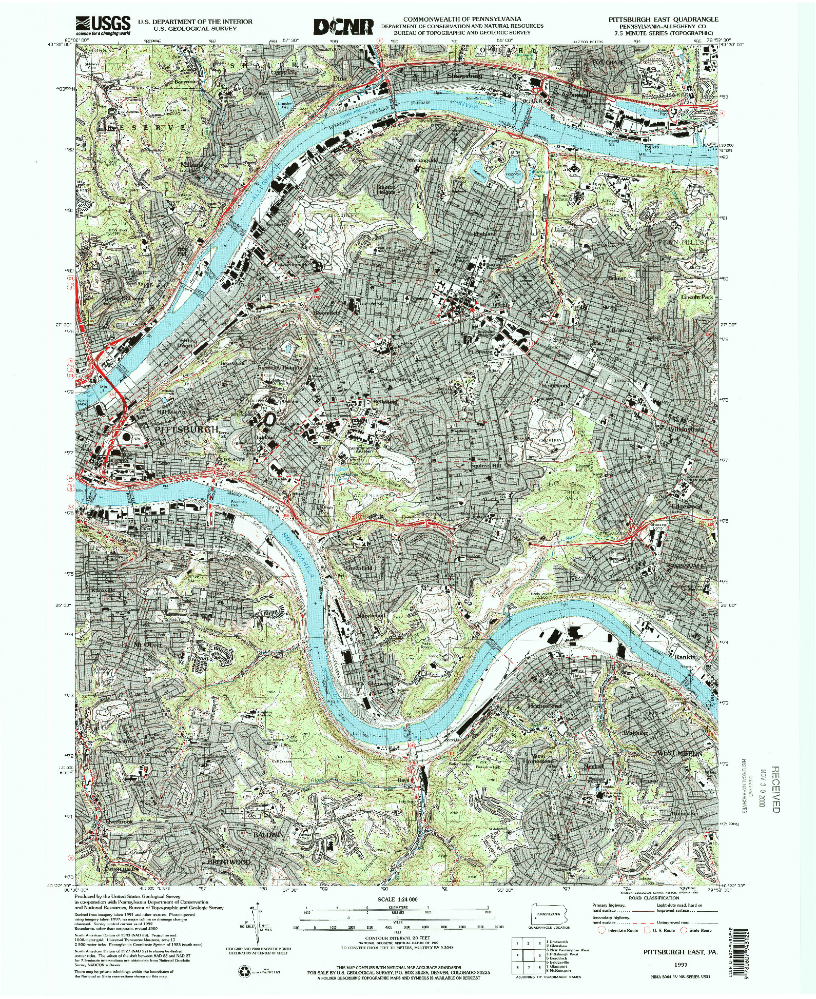 USGS 1:24000-SCALE QUADRANGLE FOR PITTSBURGH EAST, PA 1997