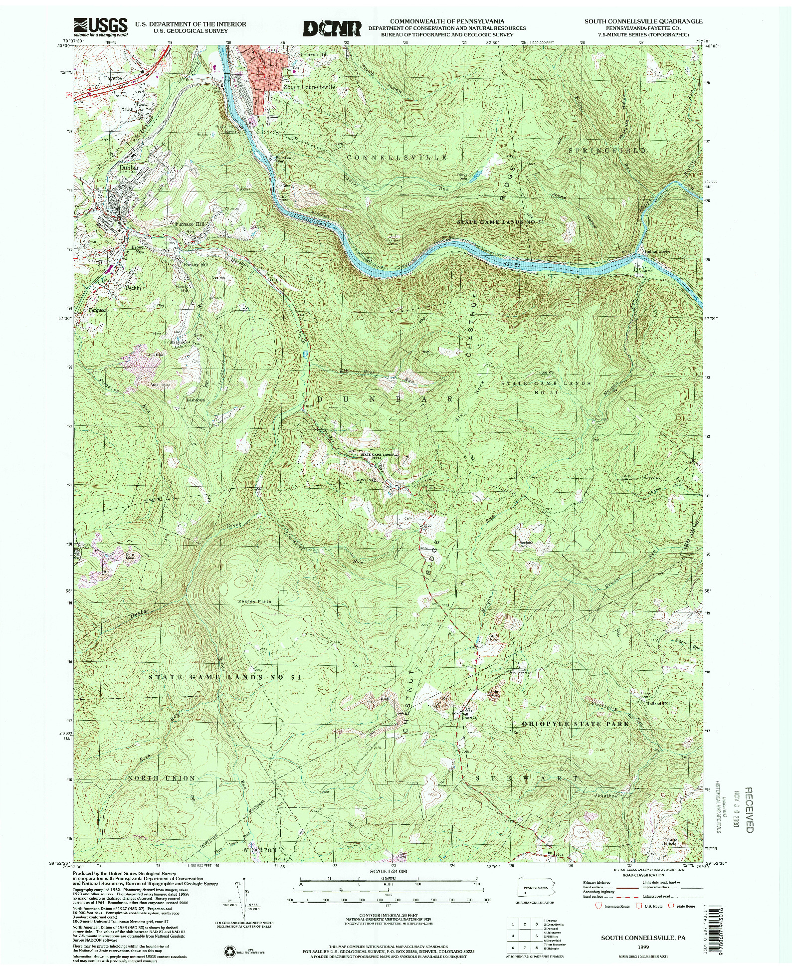 USGS 1:24000-SCALE QUADRANGLE FOR SOUTH CONNELLSVILLE, PA 1999