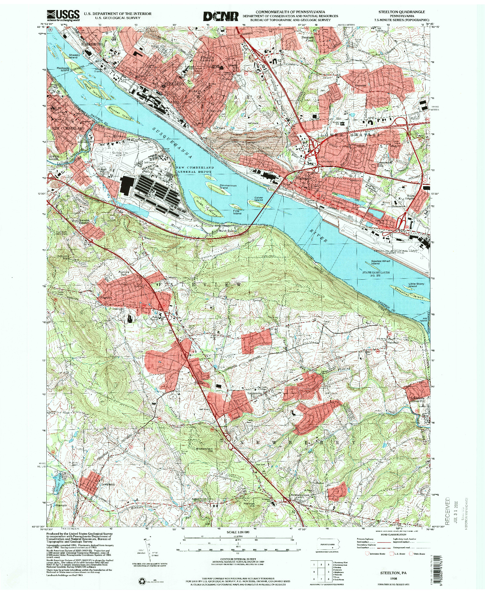 USGS 1:24000-SCALE QUADRANGLE FOR STEELTON, PA 1998