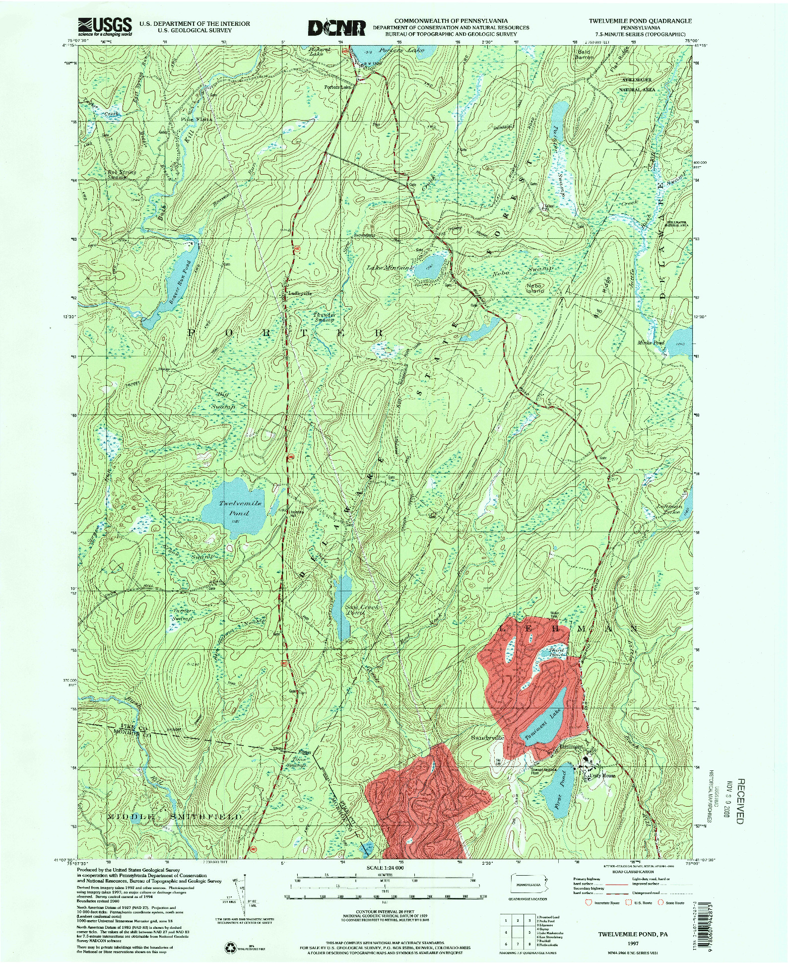 USGS 1:24000-SCALE QUADRANGLE FOR TWELVEMILE POND, PA 1997