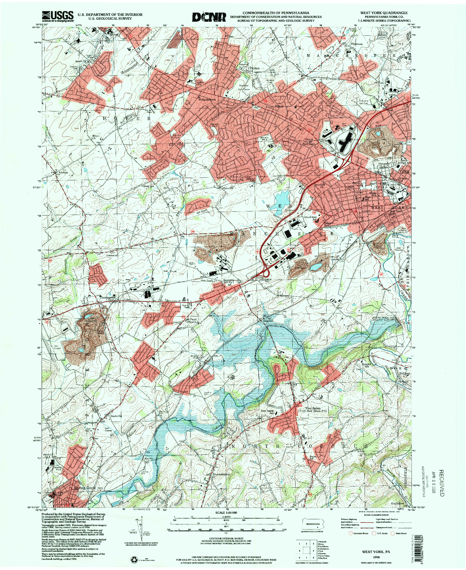 USGS 1:24000-SCALE QUADRANGLE FOR WEST YORK, PA 1998