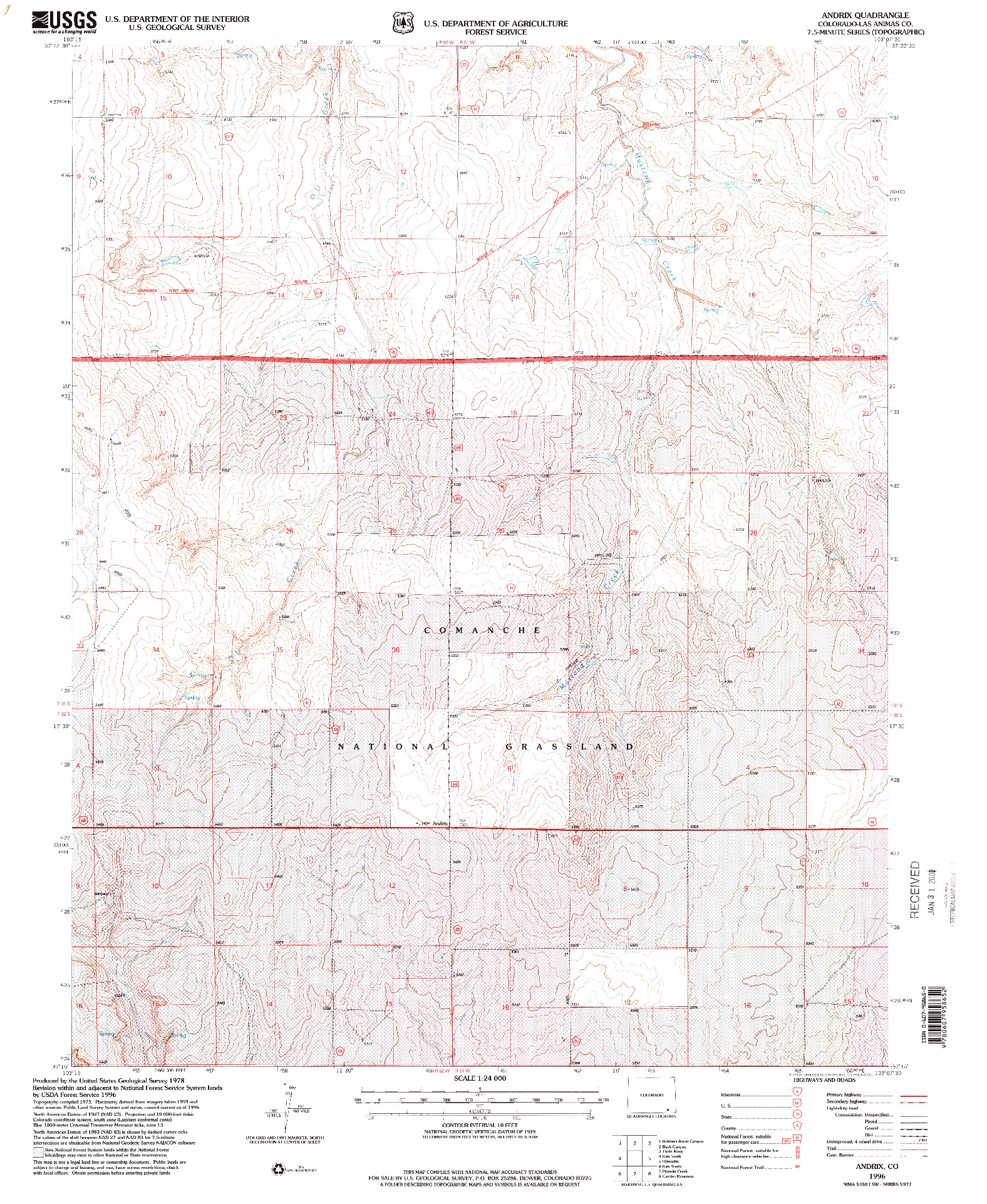 USGS 1:24000-SCALE QUADRANGLE FOR ANDRIX, CO 1996