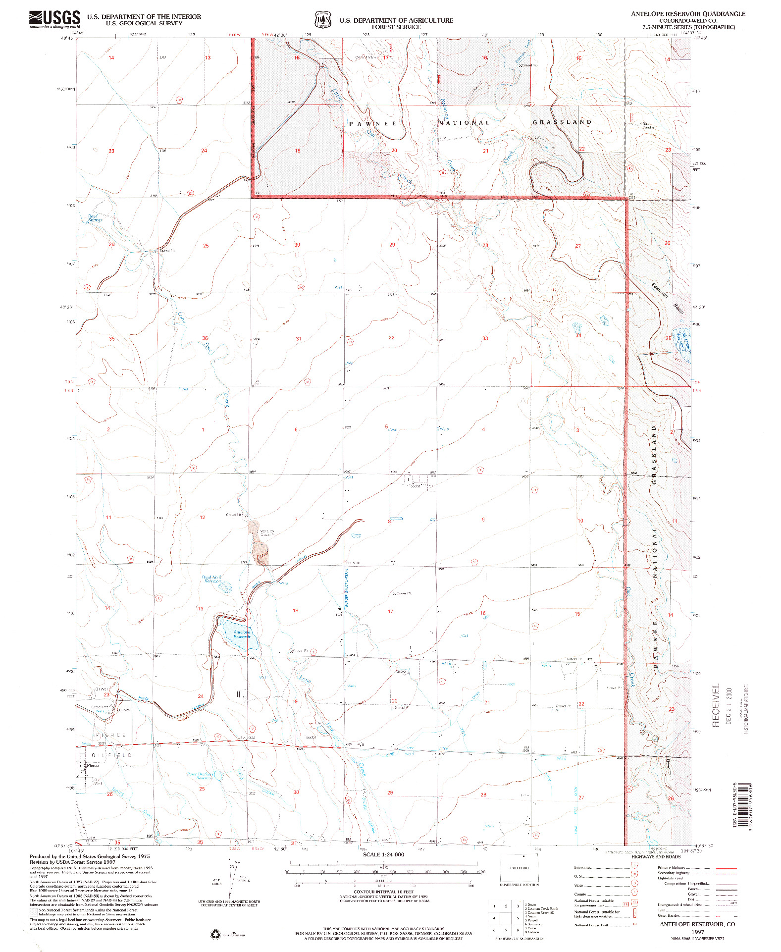 USGS 1:24000-SCALE QUADRANGLE FOR ANTELOPE RESERVOIR, CO 1997