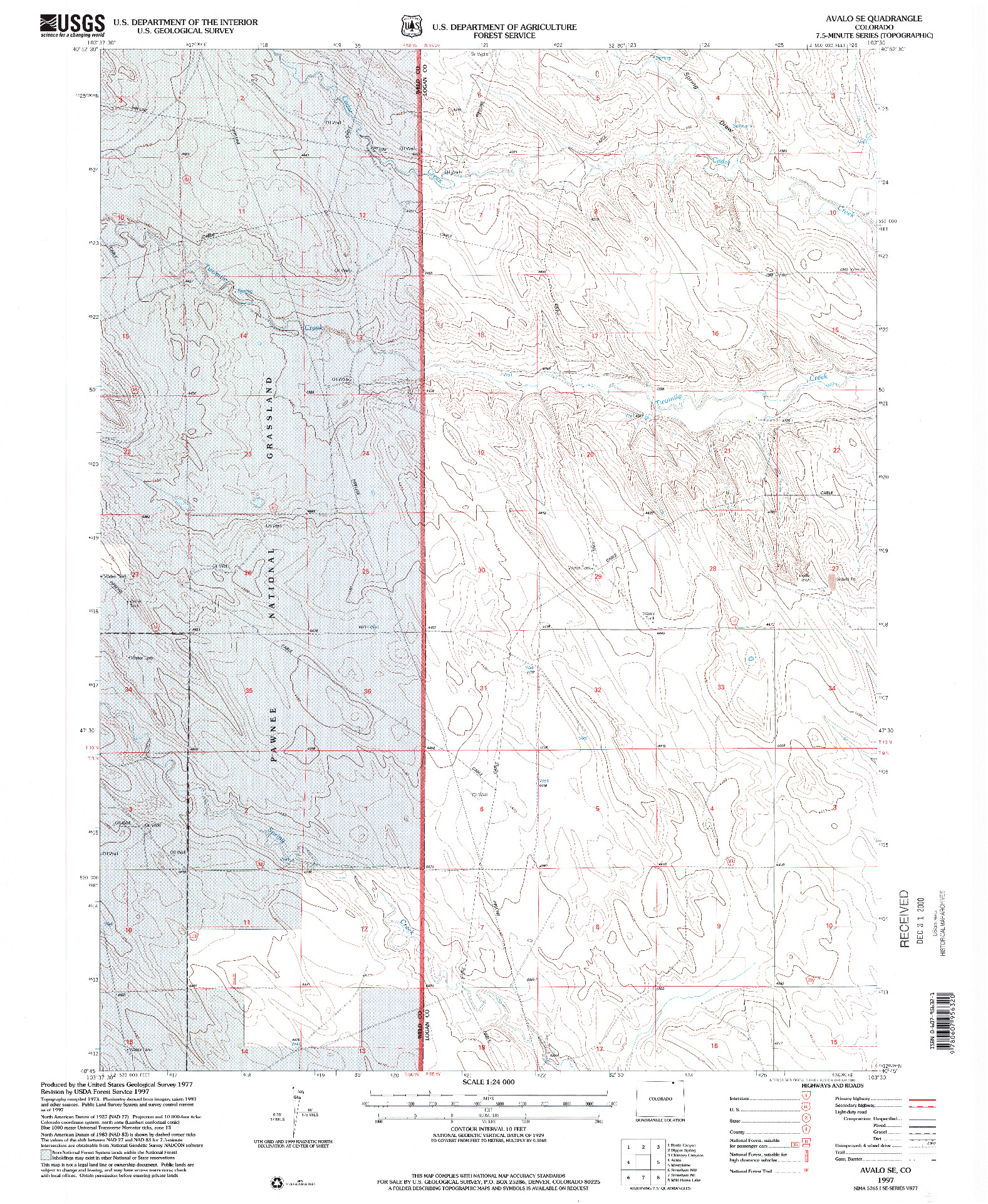 USGS 1:24000-SCALE QUADRANGLE FOR AVALO SE, CO 1997