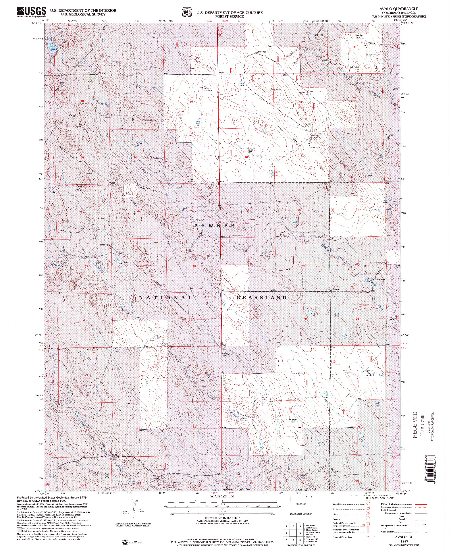 USGS 1:24000-SCALE QUADRANGLE FOR AVALO, CO 1997