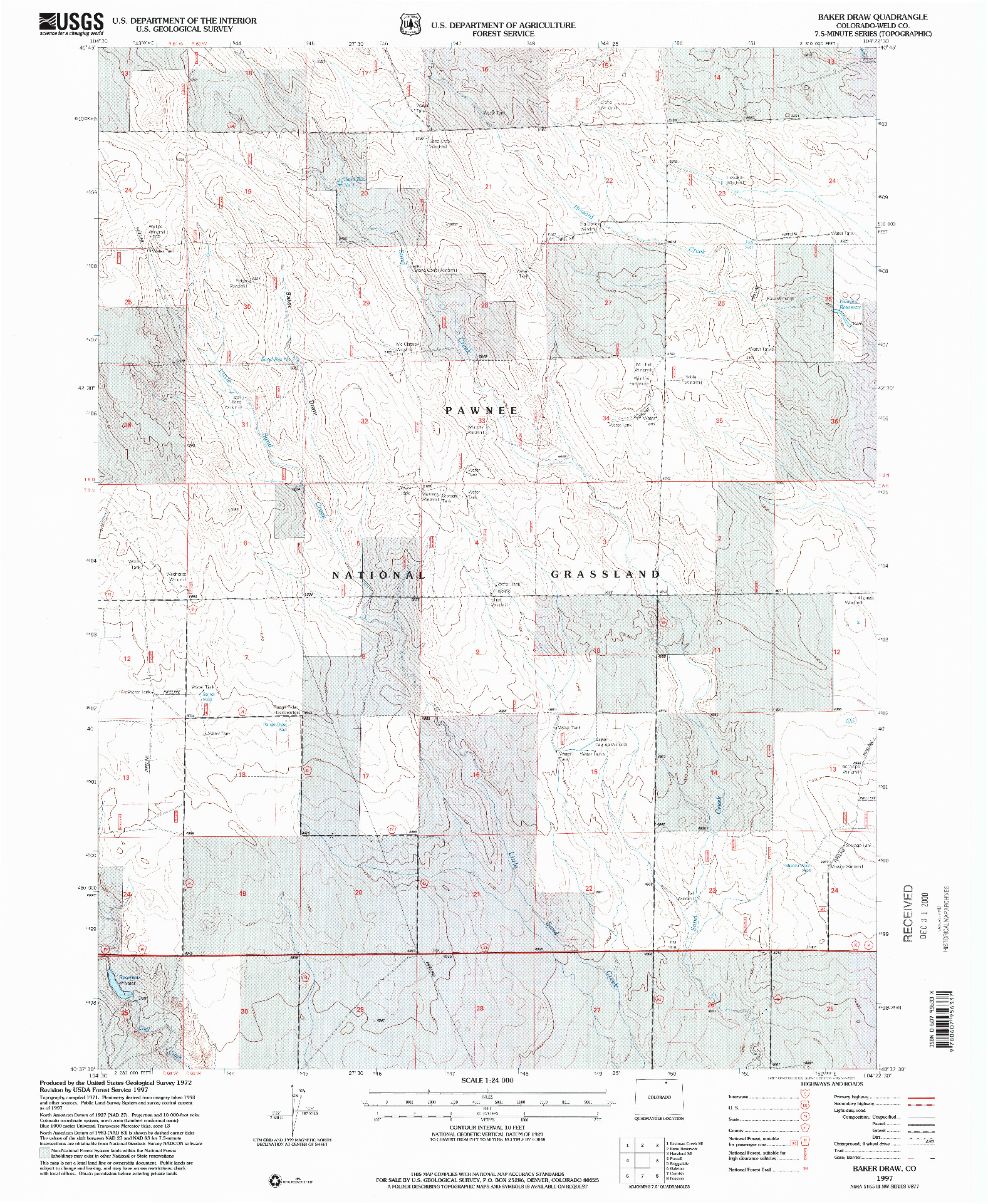 USGS 1:24000-SCALE QUADRANGLE FOR BAKER DRAW, CO 1997