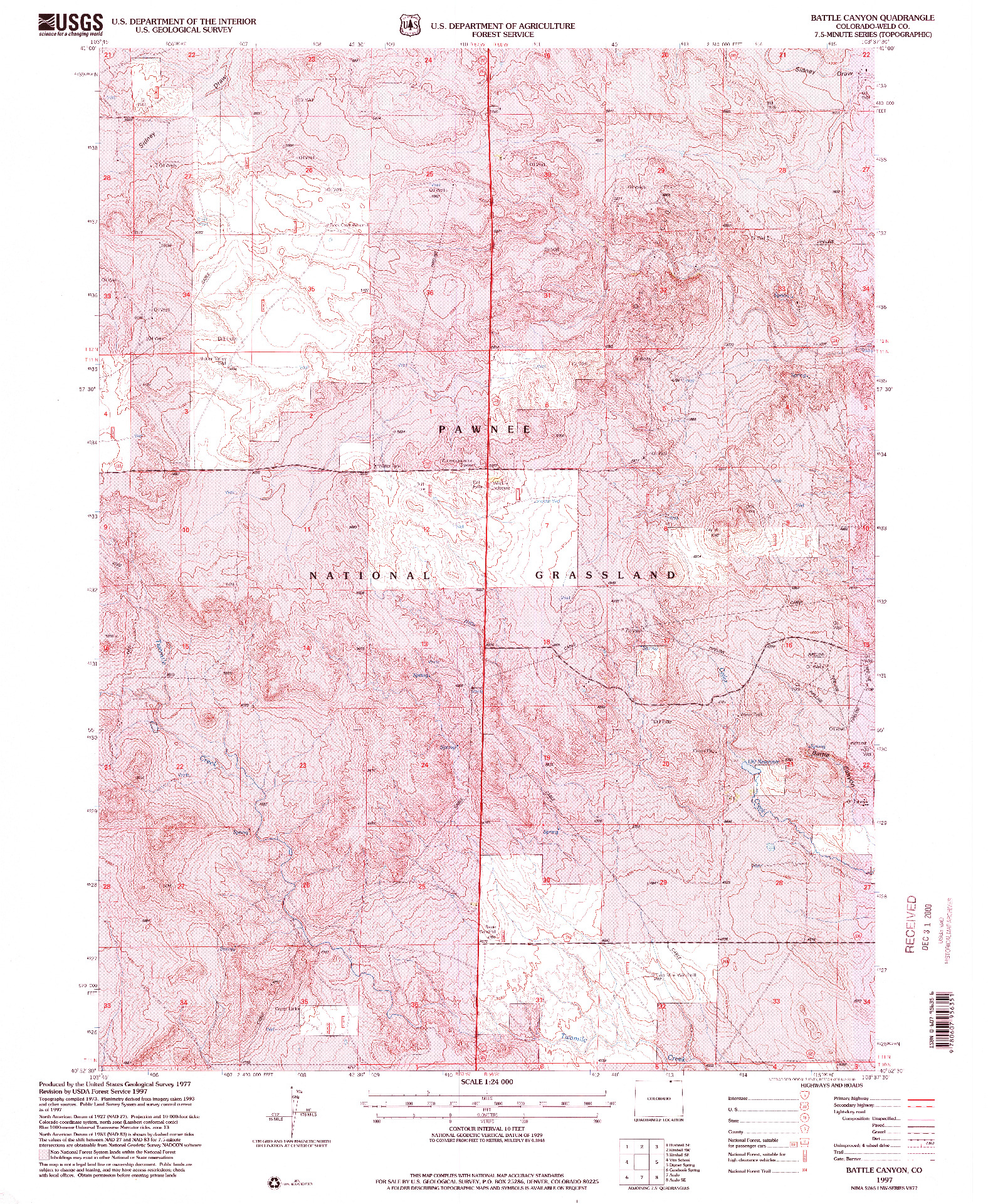 USGS 1:24000-SCALE QUADRANGLE FOR BATTLE CANYON, CO 1997