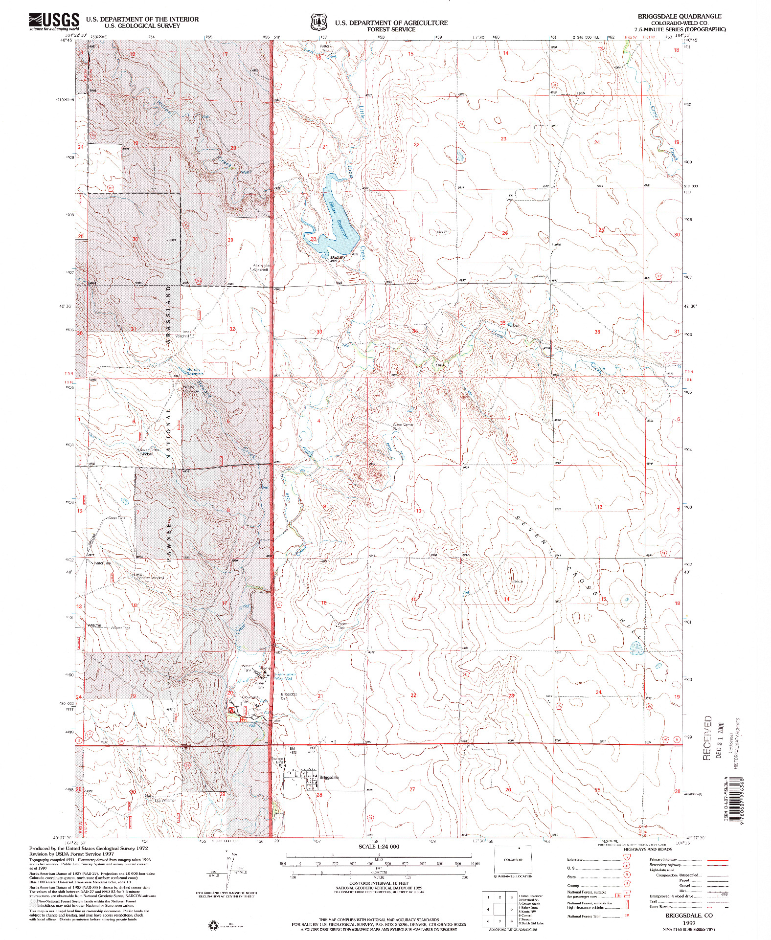 USGS 1:24000-SCALE QUADRANGLE FOR BRIGGSDALE, CO 1997