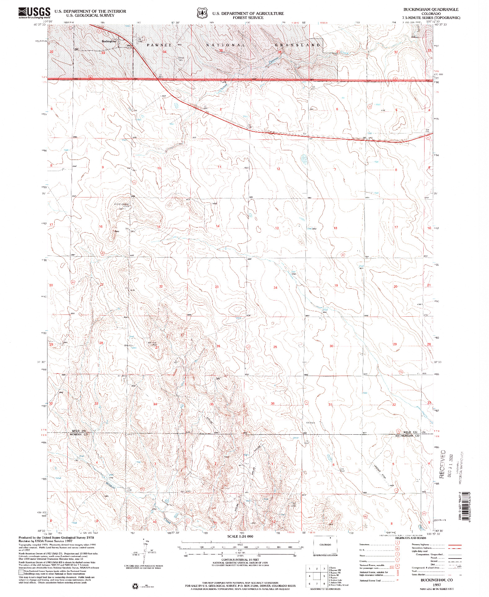 USGS 1:24000-SCALE QUADRANGLE FOR BUCKINGHAM, CO 1997