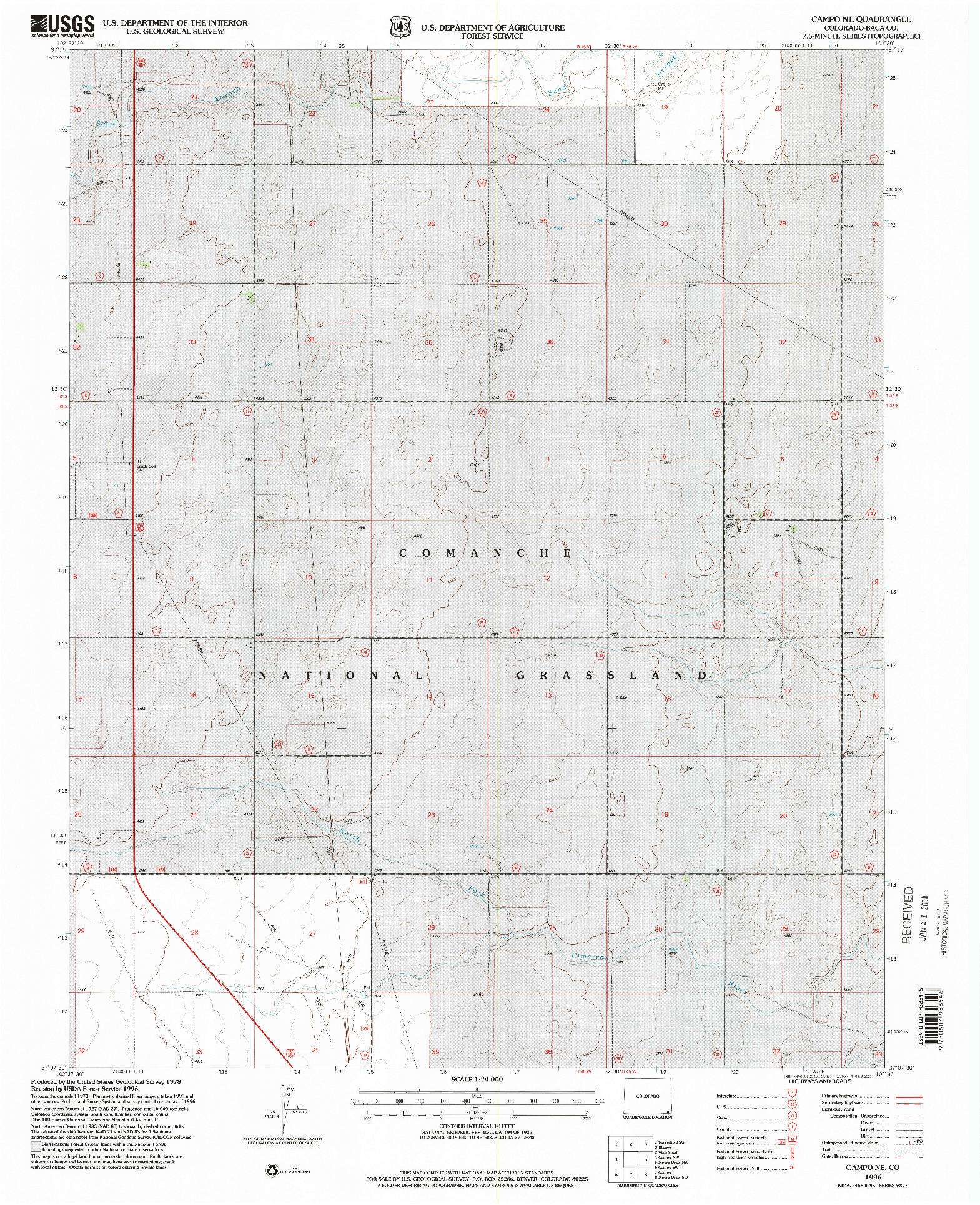 USGS 1:24000-SCALE QUADRANGLE FOR CAMPO NE, CO 1996
