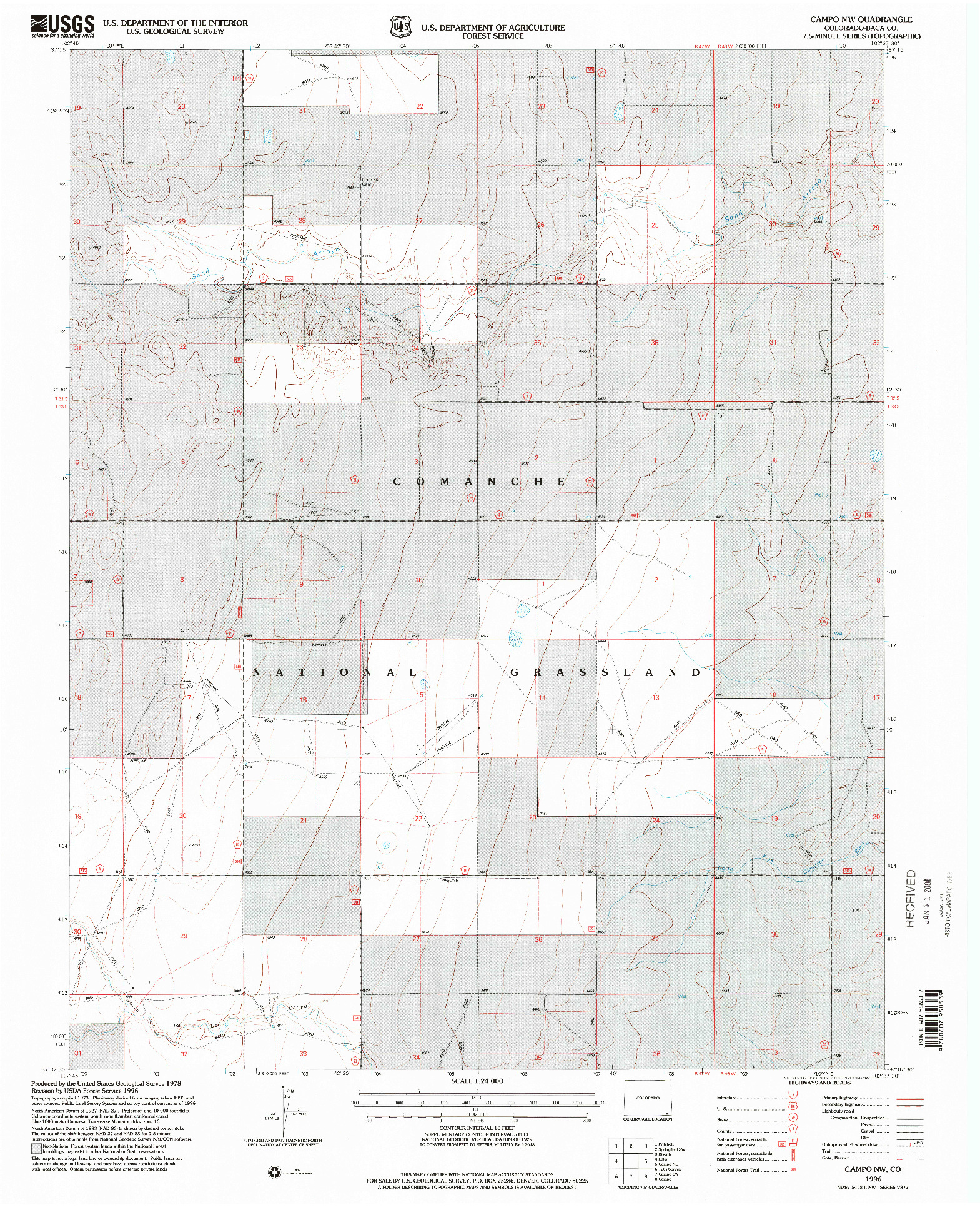 USGS 1:24000-SCALE QUADRANGLE FOR CAMPO NW, CO 1996