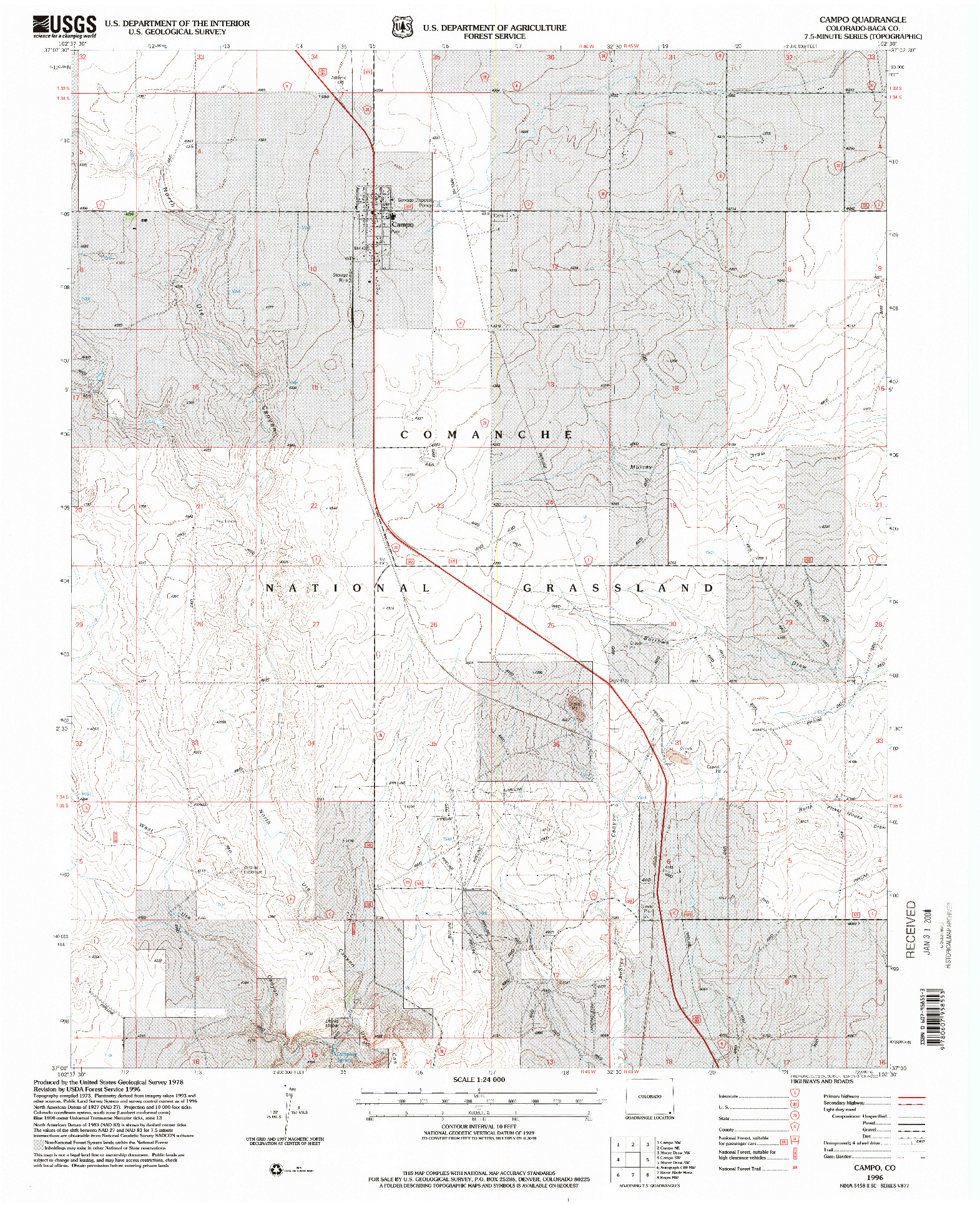 USGS 1:24000-SCALE QUADRANGLE FOR CAMPO, CO 1996