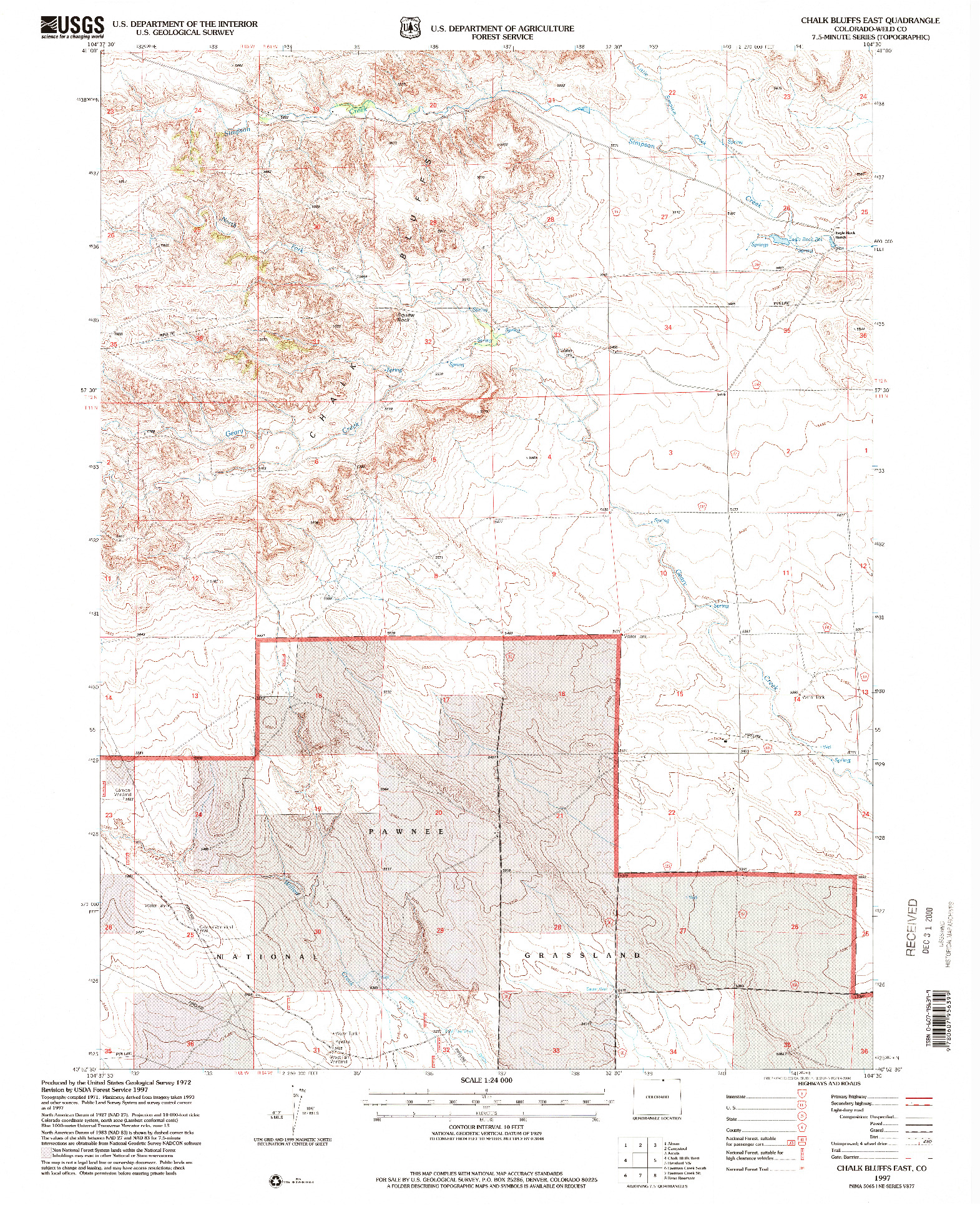 USGS 1:24000-SCALE QUADRANGLE FOR CHALK BLUFFS EAST, CO 1997