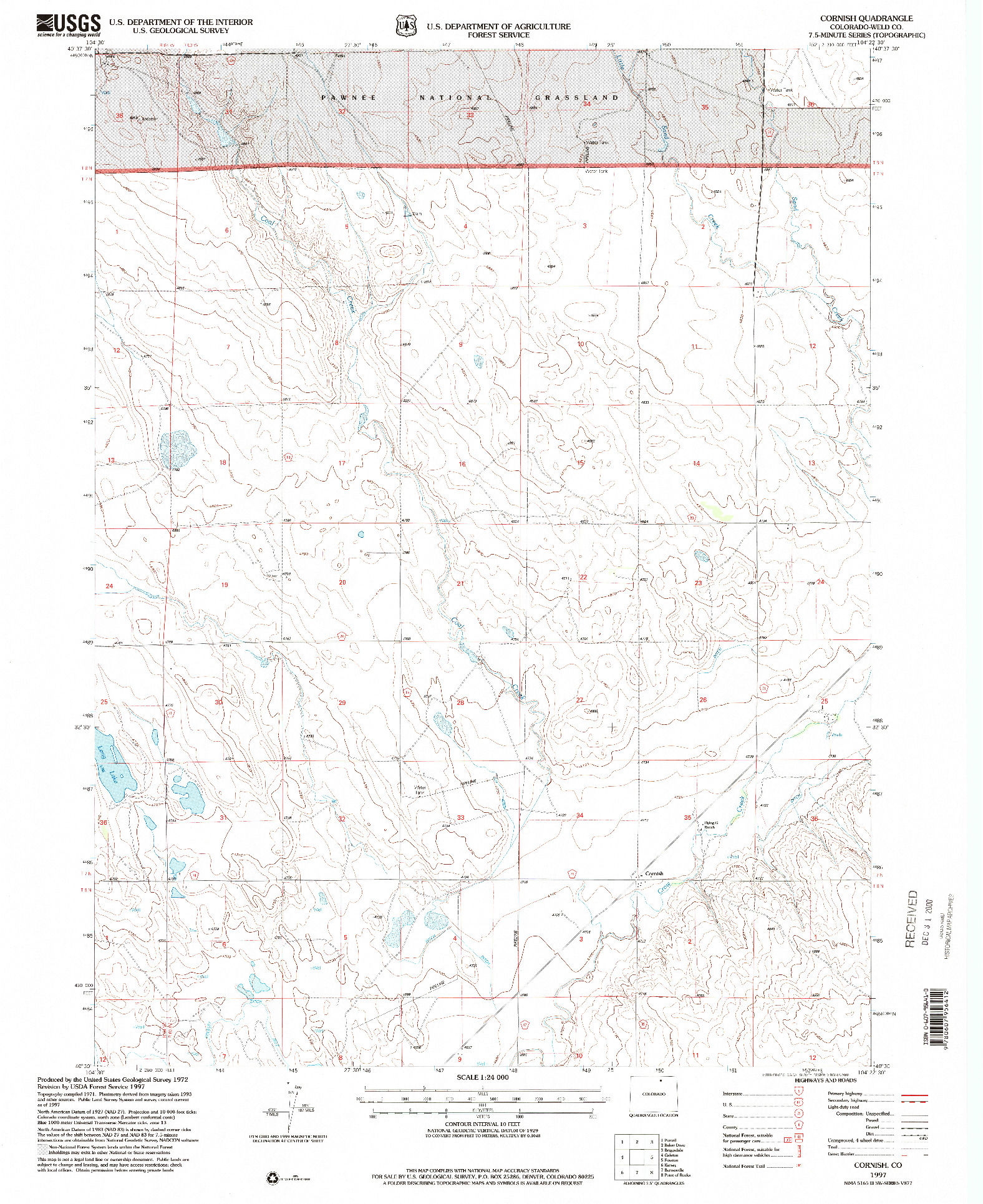 USGS 1:24000-SCALE QUADRANGLE FOR CORNISH, CO 1997