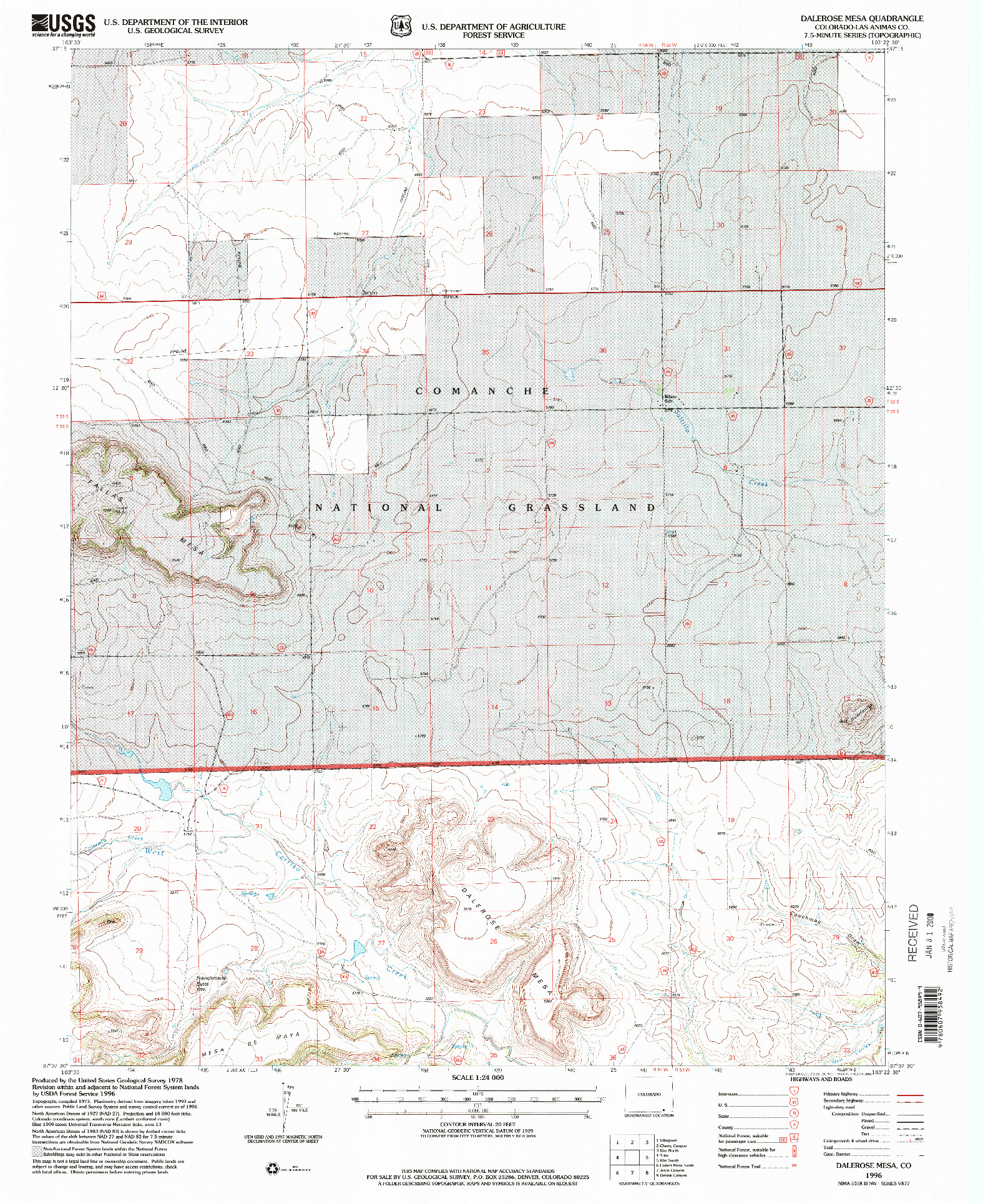 USGS 1:24000-SCALE QUADRANGLE FOR DALEROSE MESA, CO 1996