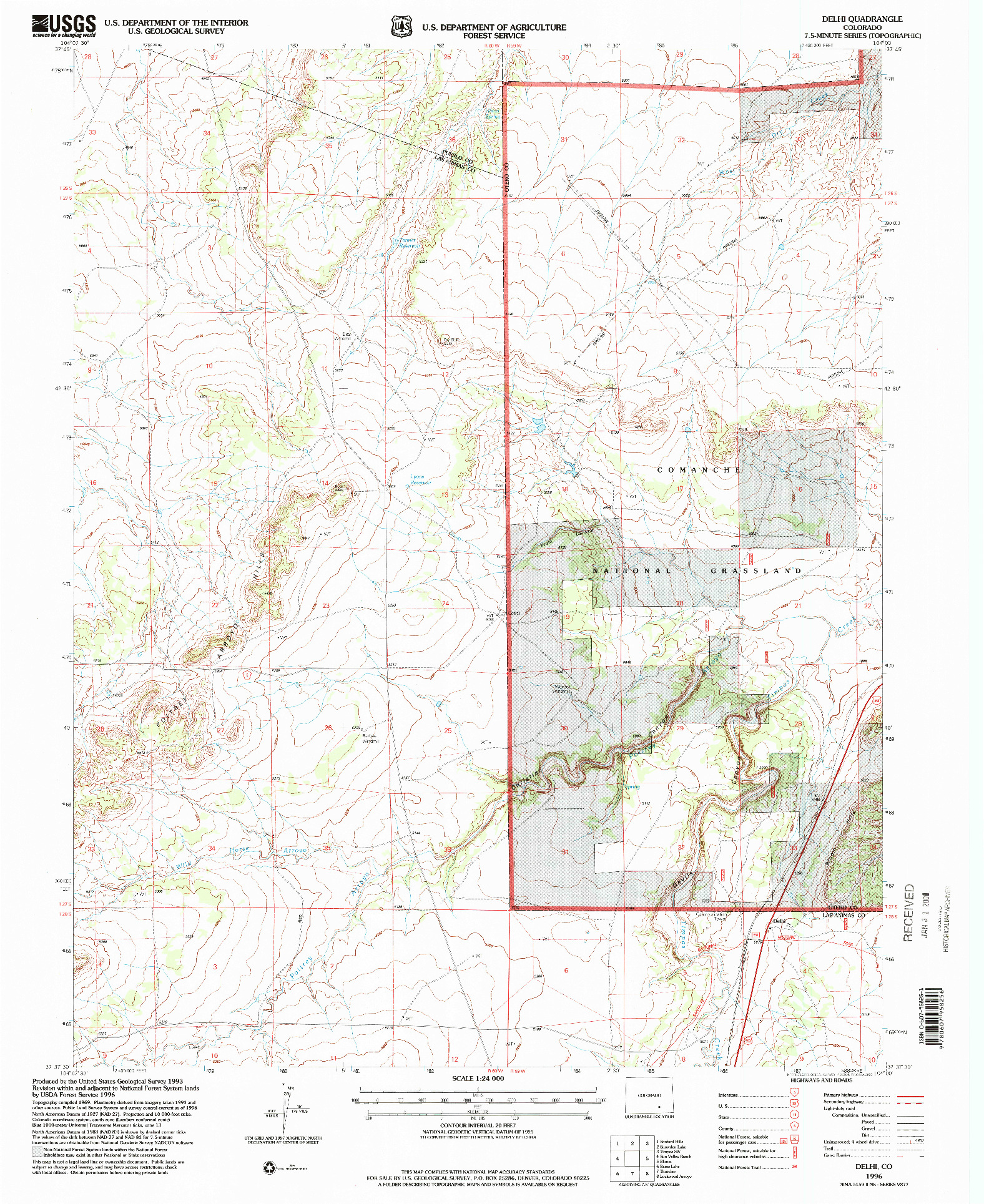 USGS 1:24000-SCALE QUADRANGLE FOR DELHI, CO 1996