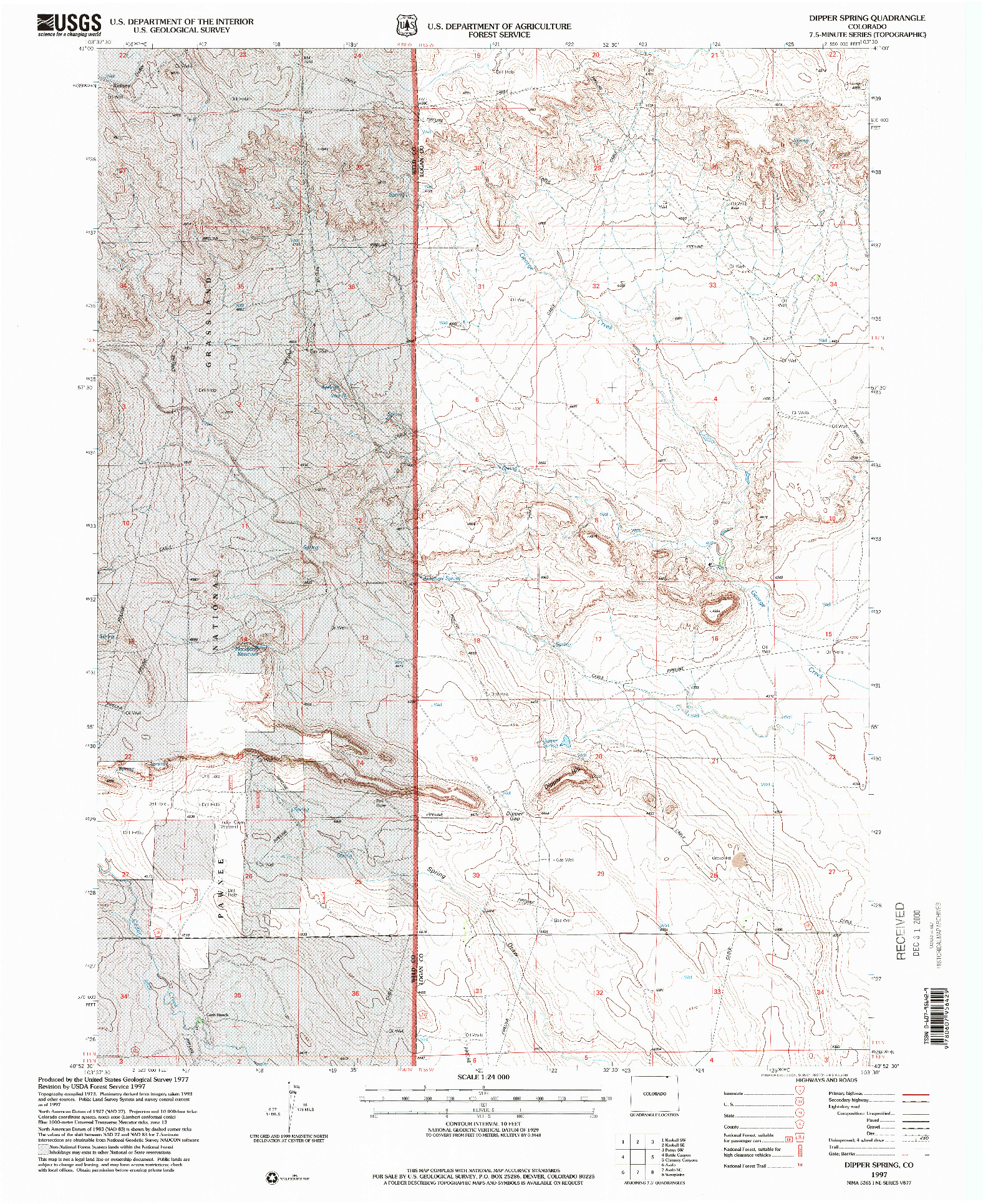 USGS 1:24000-SCALE QUADRANGLE FOR DIPPER SPRING, CO 1997