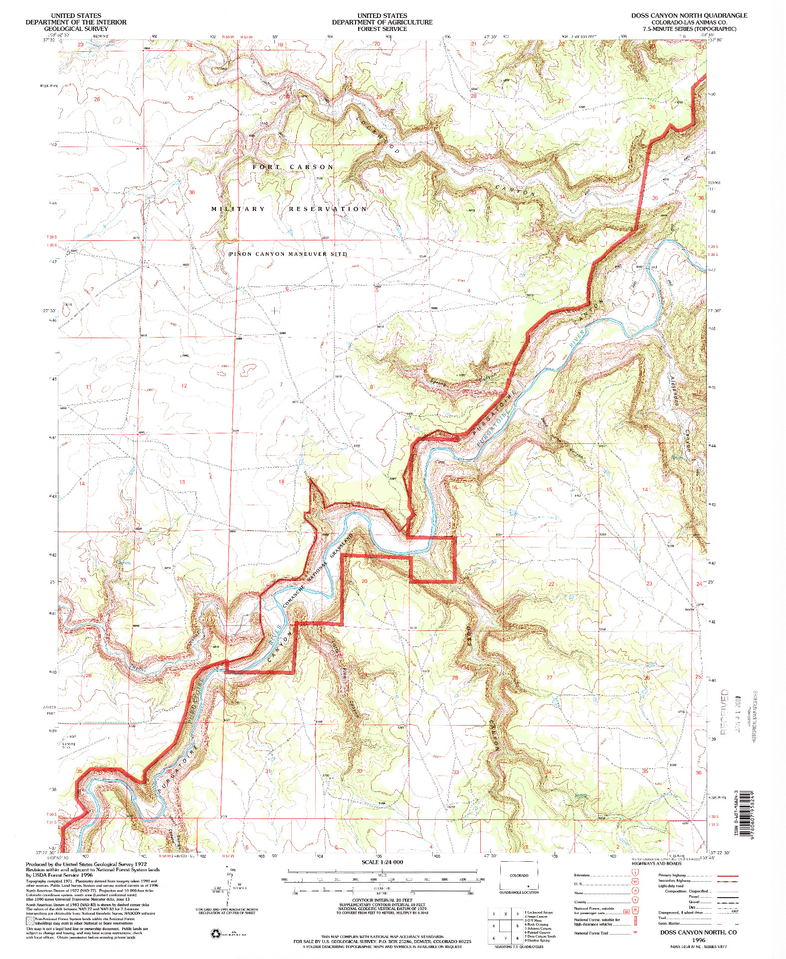 USGS 1:24000-SCALE QUADRANGLE FOR DOSS CANYON NORTH, CO 1996
