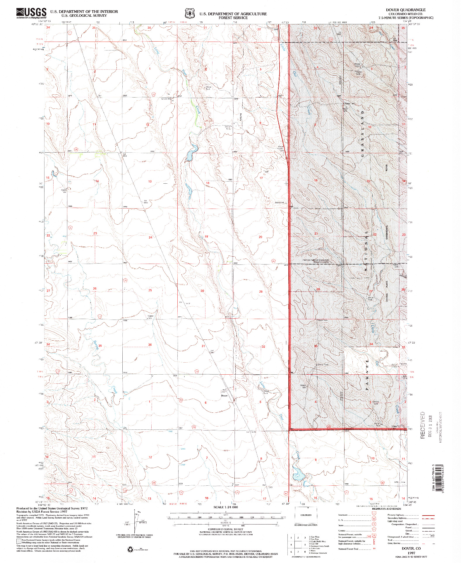 USGS 1:24000-SCALE QUADRANGLE FOR DOVER, CO 1997